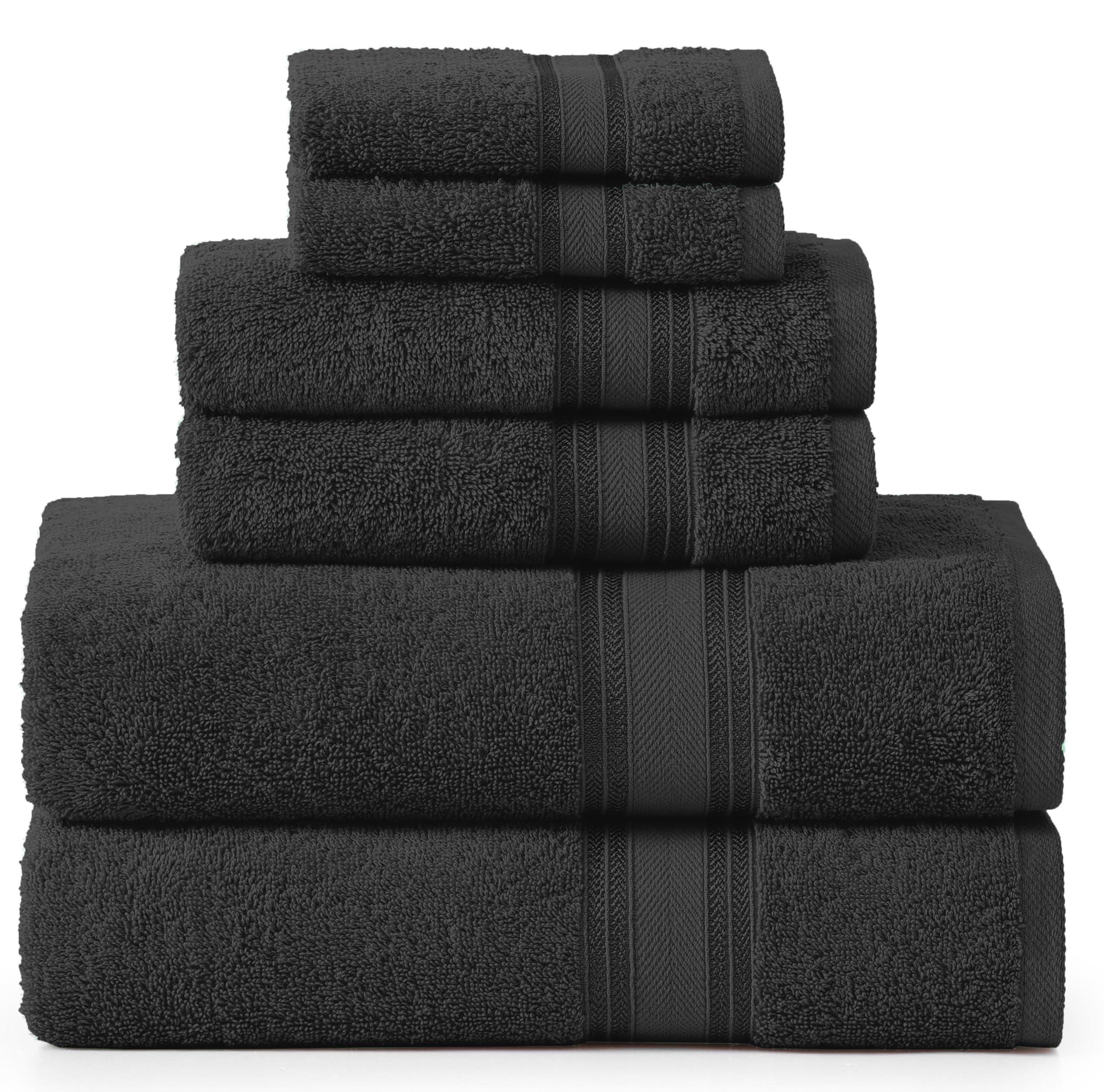 Juego De Toallas De Baño Lane Linen Luxury, 6 Piezas, 100% Algodón, Color Negro - Venta Internacional.