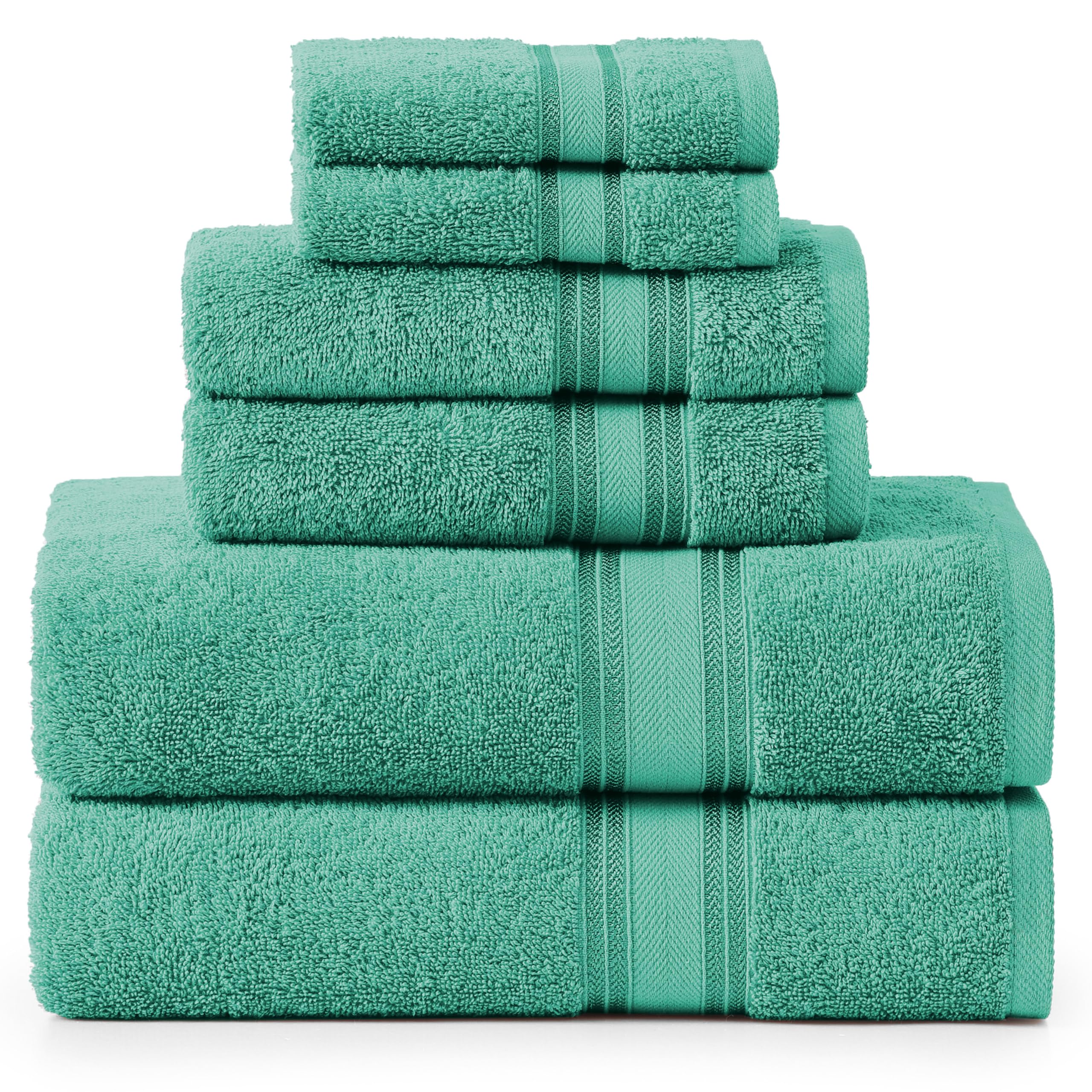 Juego De Toallas De Baño Lane Linen Luxury, 6 Piezas, 100% Algodón, Verde Azulado - Venta Internacional.