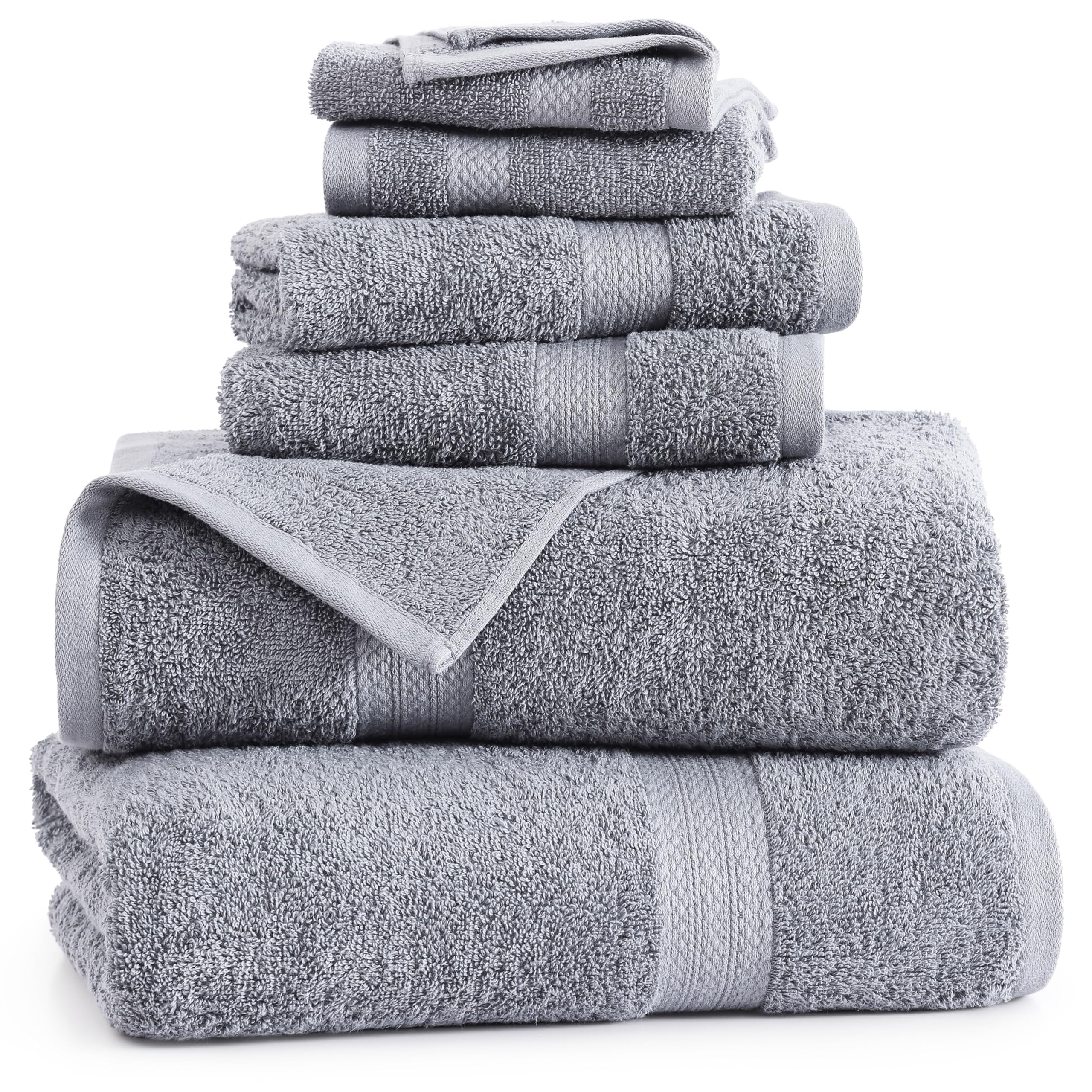 Juego De Toallas De Baño Lane Linen, Color Gris, 100% Algodón, 6 Unidades, 600 G/m² - Venta Internacional.