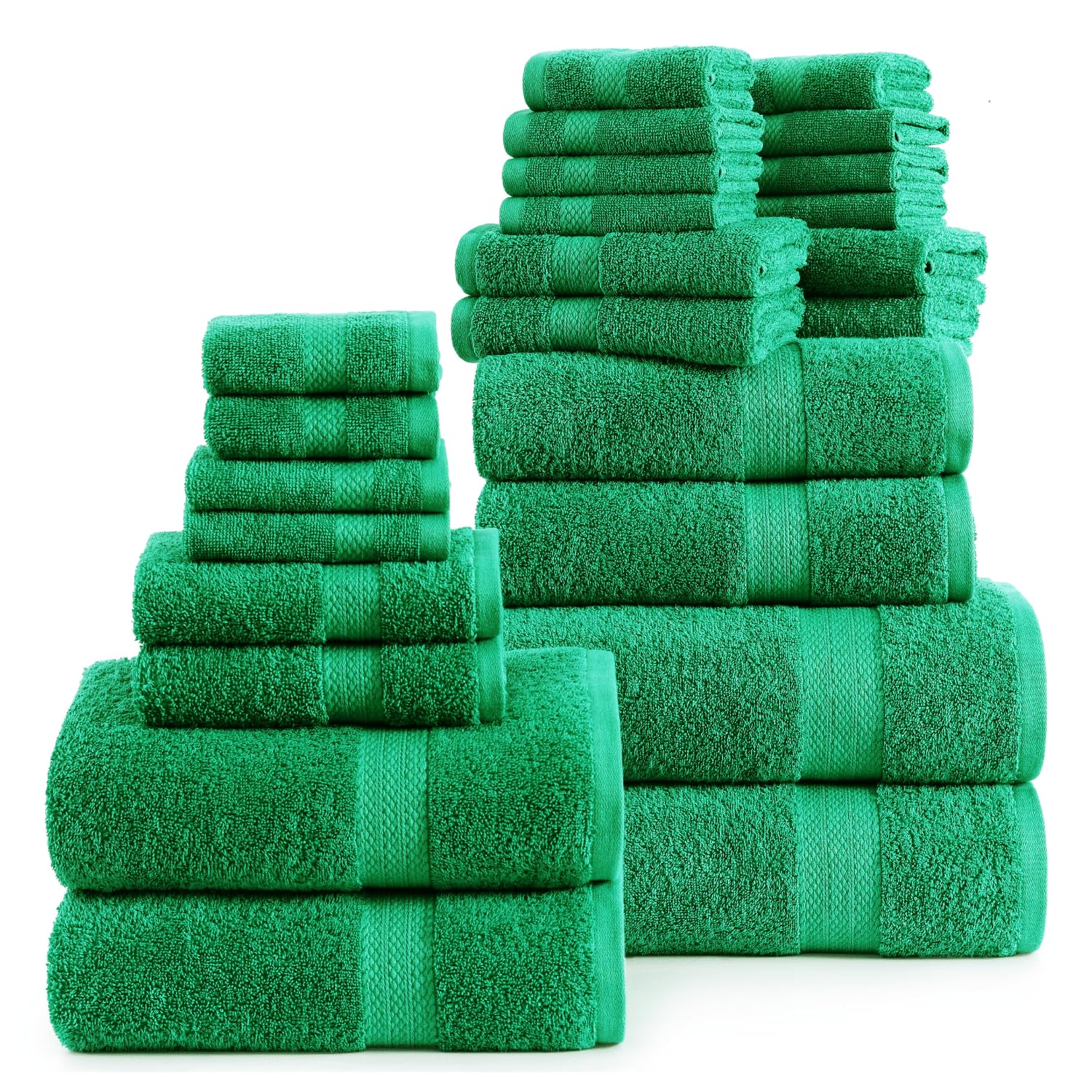 Juego De Toallas De Baño Lane Linen, 100% Algodón, 24 Piezas, Emerald - Venta Internacional.