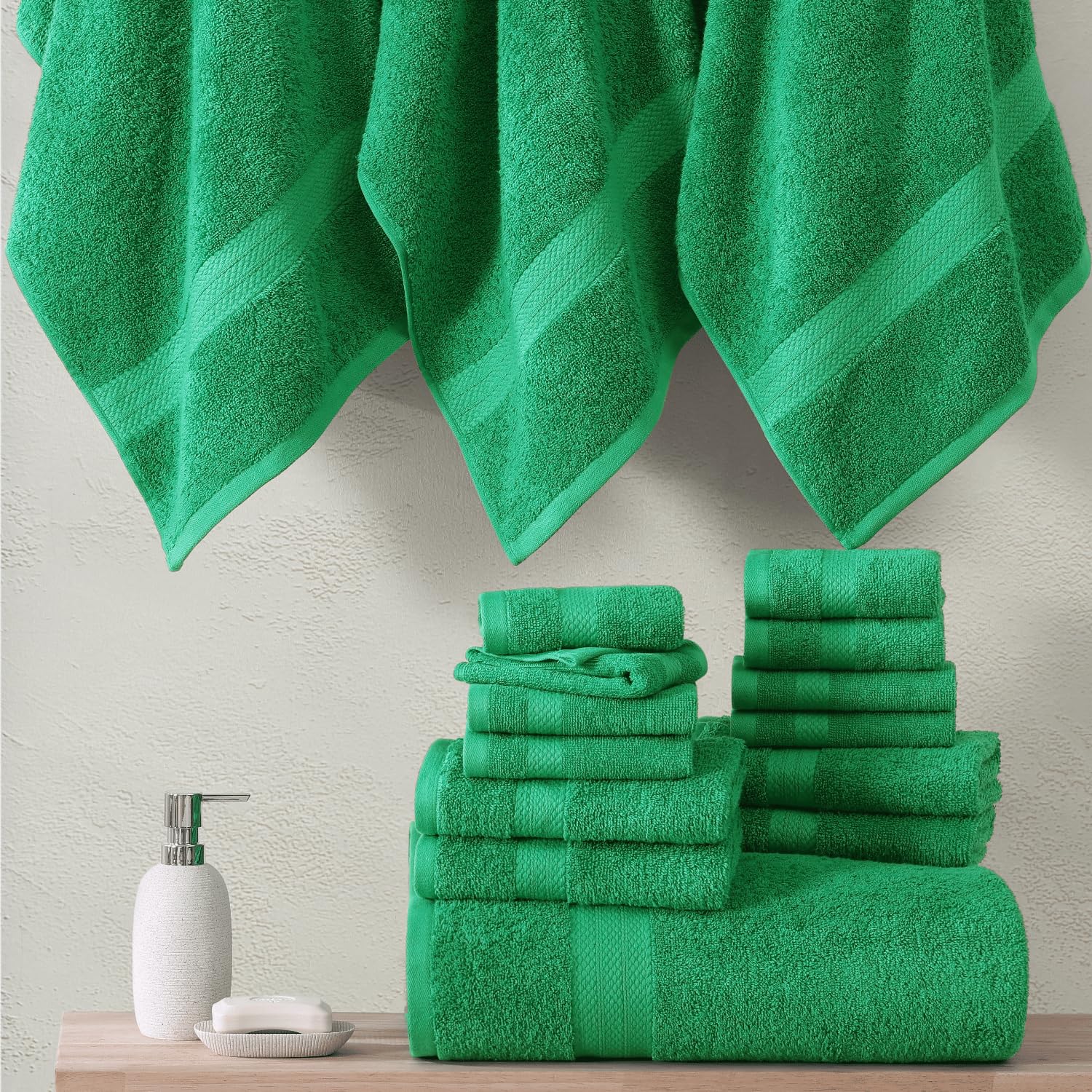 Foto 7 | Juego De Toallas De Baño Lane Linen, 100% Algodón, 24 Piezas, Emerald - Venta Internacional.