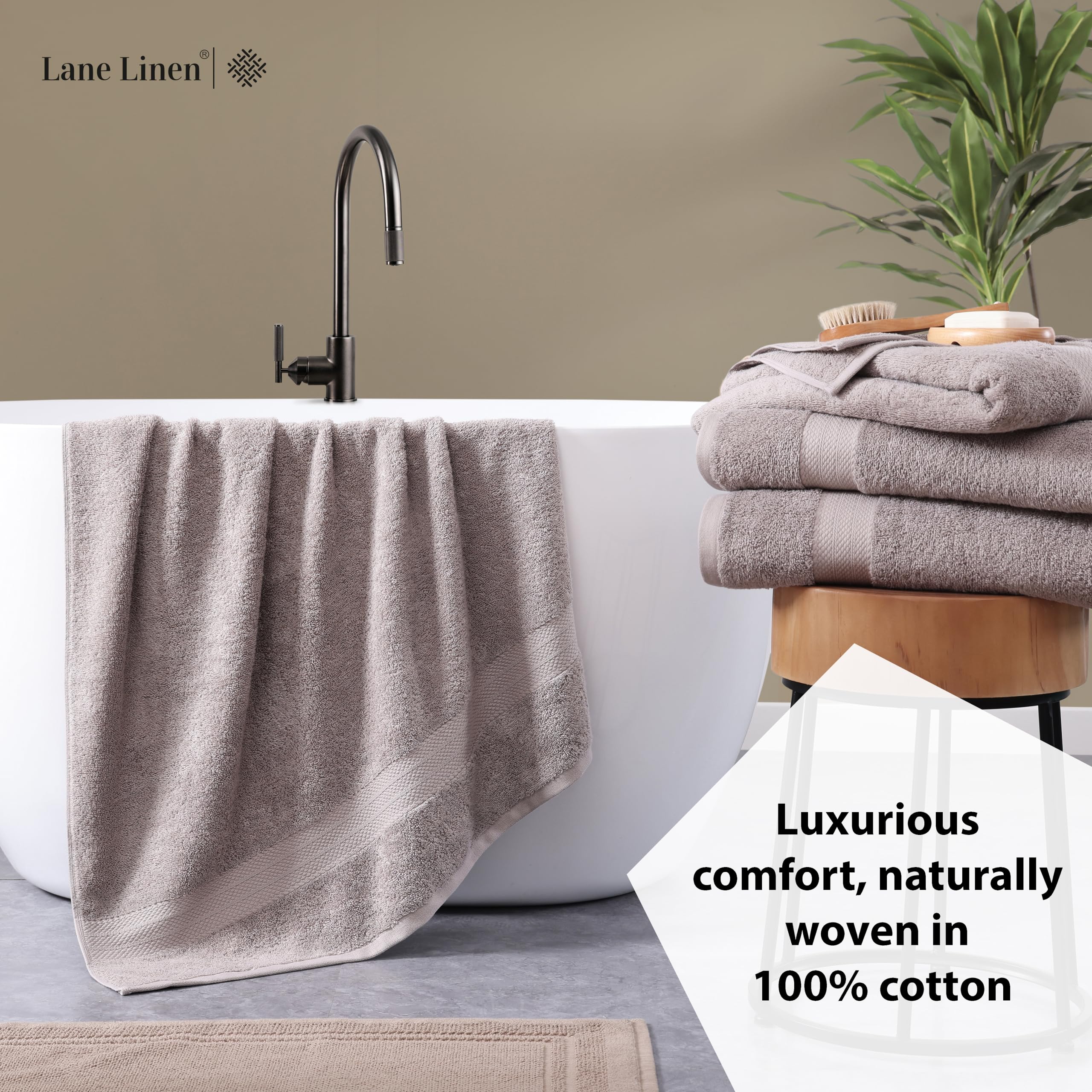 Foto 4 | Juego De Toallas De Baño Lane Linen, 100% Algodón, Paquete De 4 Unidades, 550 G/m², 70 X 140 Cm - Venta Internacional.