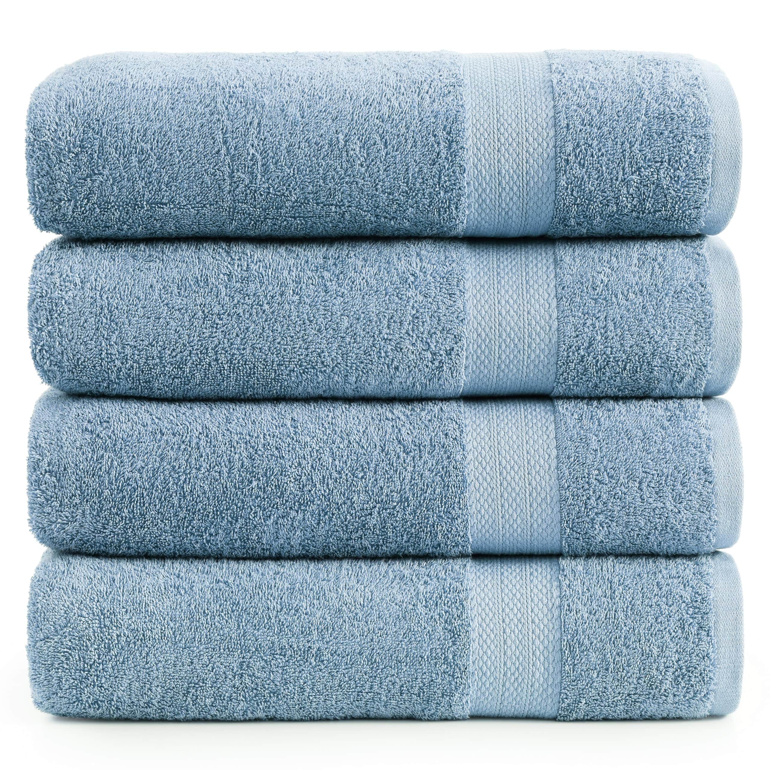 Juego De 4 Toallas De Baño Lane Linen, 100% Algodón, Color Azul Cerúleo - Venta Internacional. $998