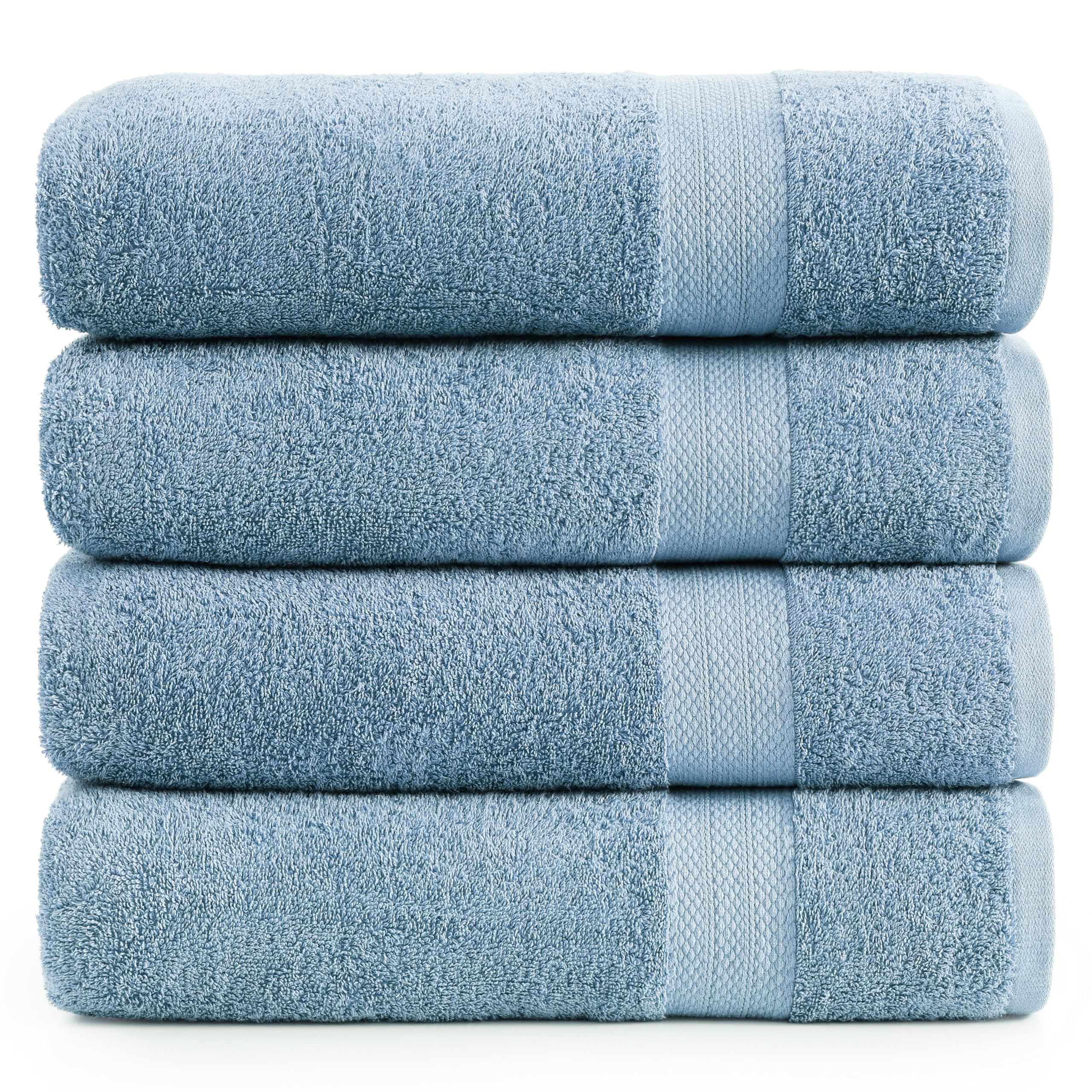 Juego De 4 Toallas De Baño Lane Linen, 100% Algodón, Color Azul Cerúleo - Venta Internacional.