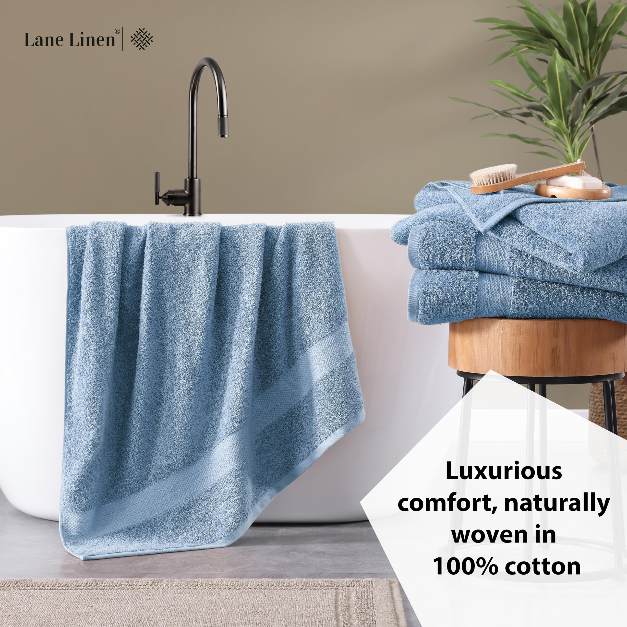 Foto 4 | Juego De 4 Toallas De Baño Lane Linen, 100% Algodón, Color Azul Cerúleo - Venta Internacional.