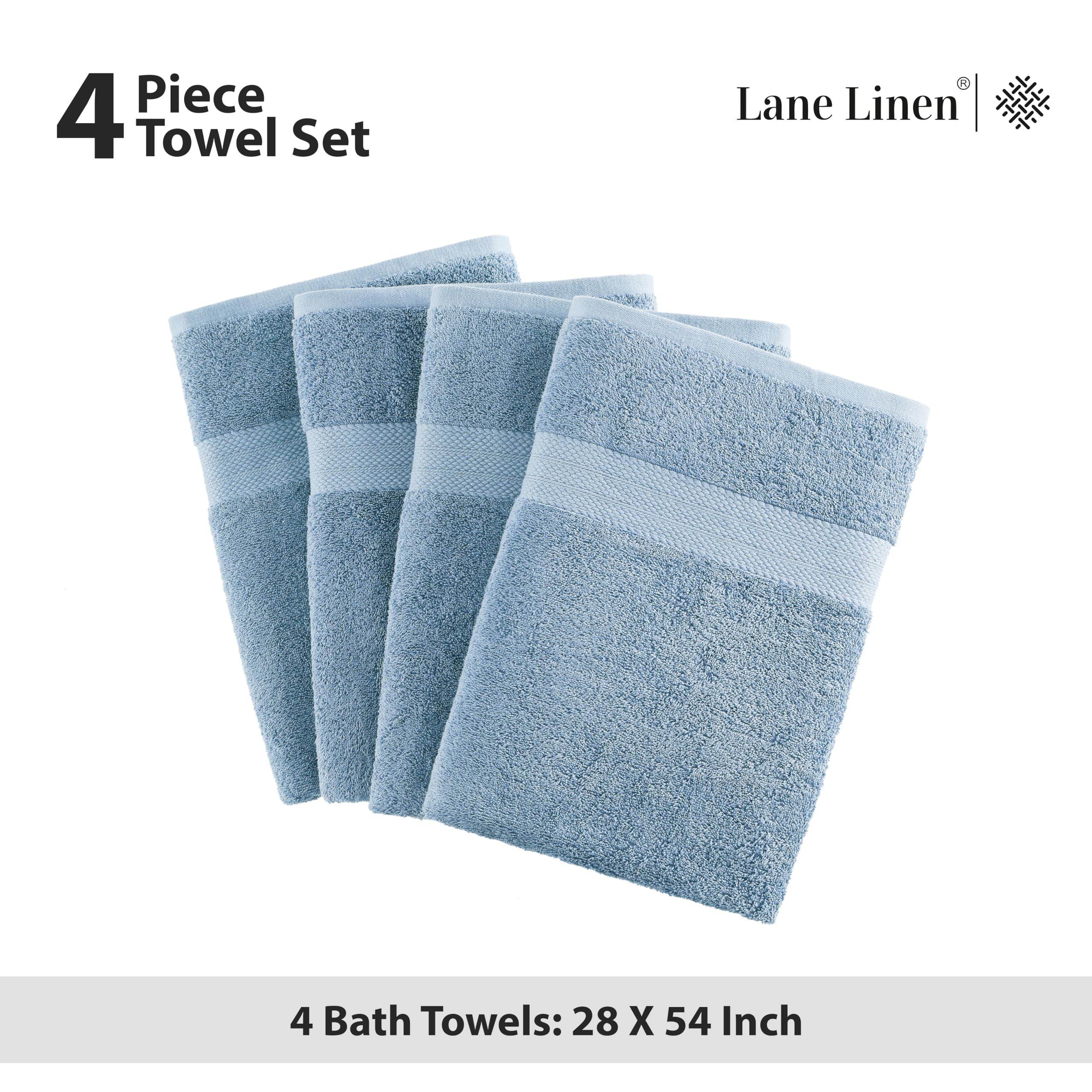 Foto 6 pulgar | Juego De 4 Toallas De Baño Lane Linen, 100% Algodón, Color Azul Cerúleo - Venta Internacional.