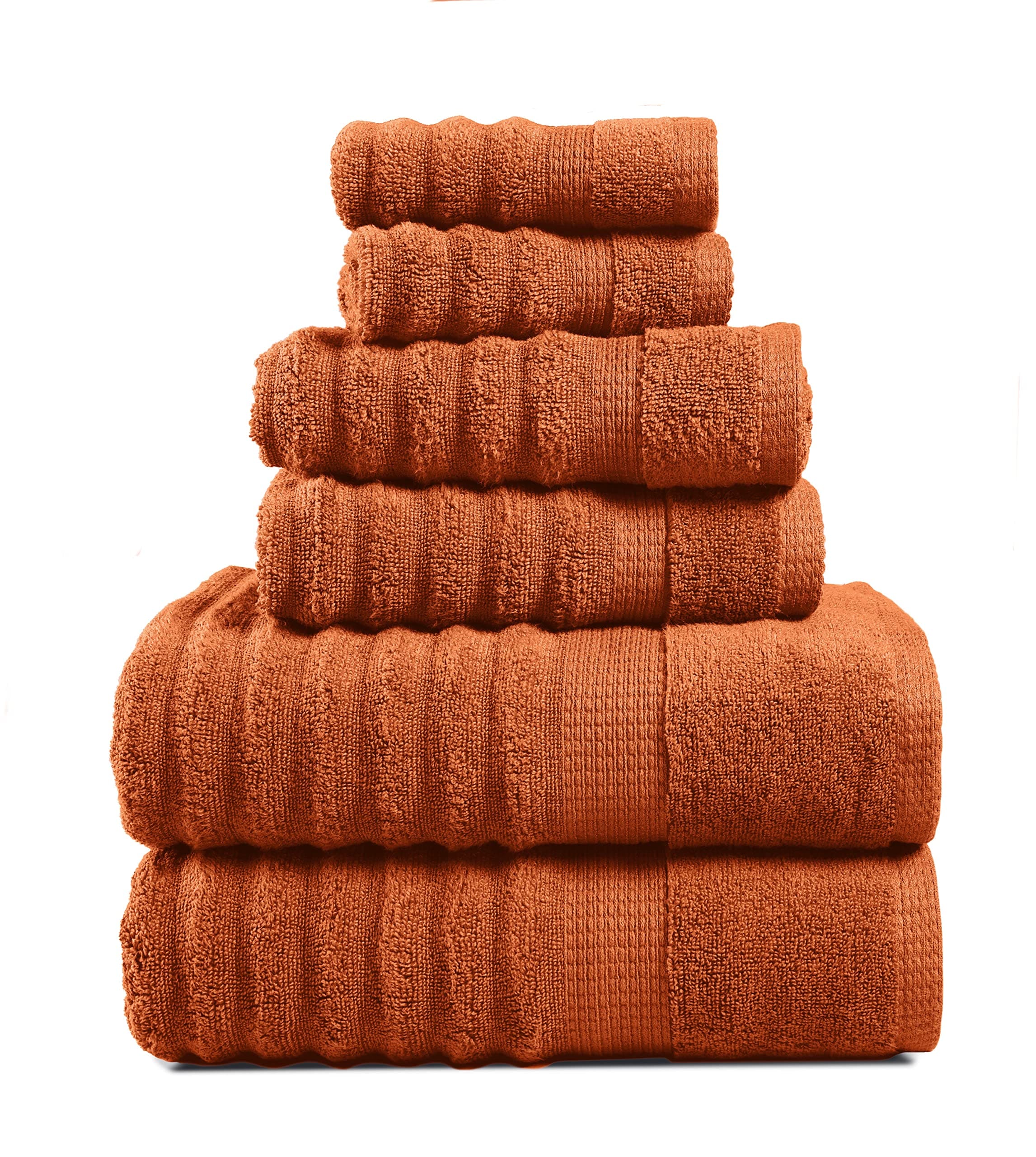 Toallas De Baño Lane Linen, Lujosas, Acanaladas, 100% Algodón, Juego De 6 Piezas - Venta Internacional. $710