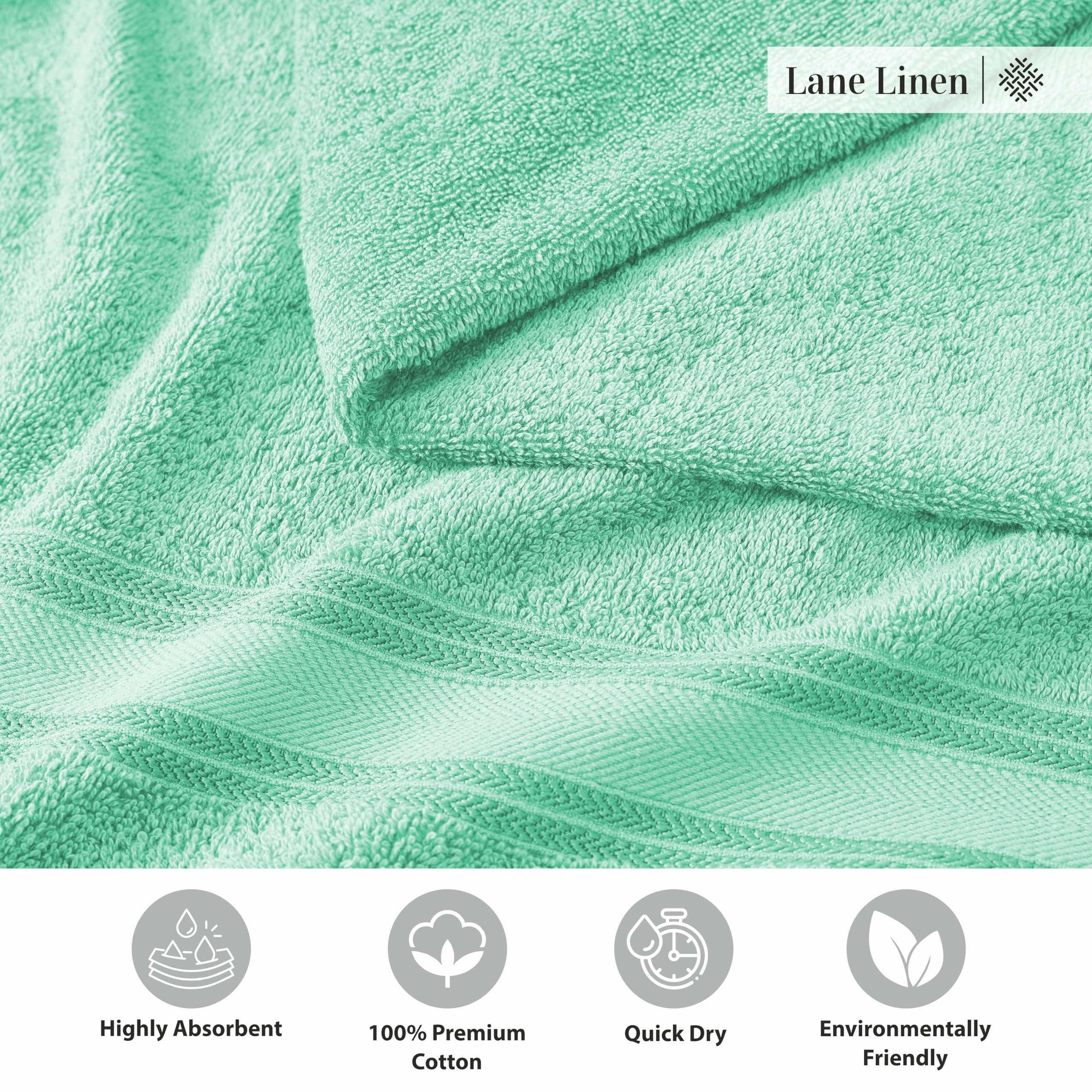 Foto 5 | Juego De Toallas Lane Linen Luxury De 3 Piezas, 100% Algodón, Color Aqua Sky - Venta Internacional.