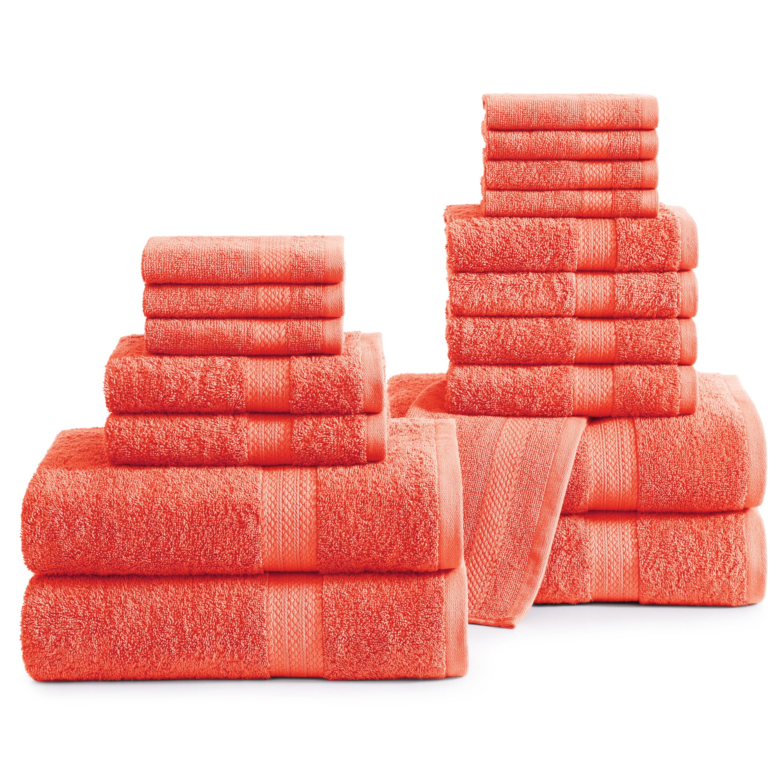 Juego De Toallas De Baño Lane Linen, 18 Unidades, 100% Algodón Living Coral - Venta Internacional.