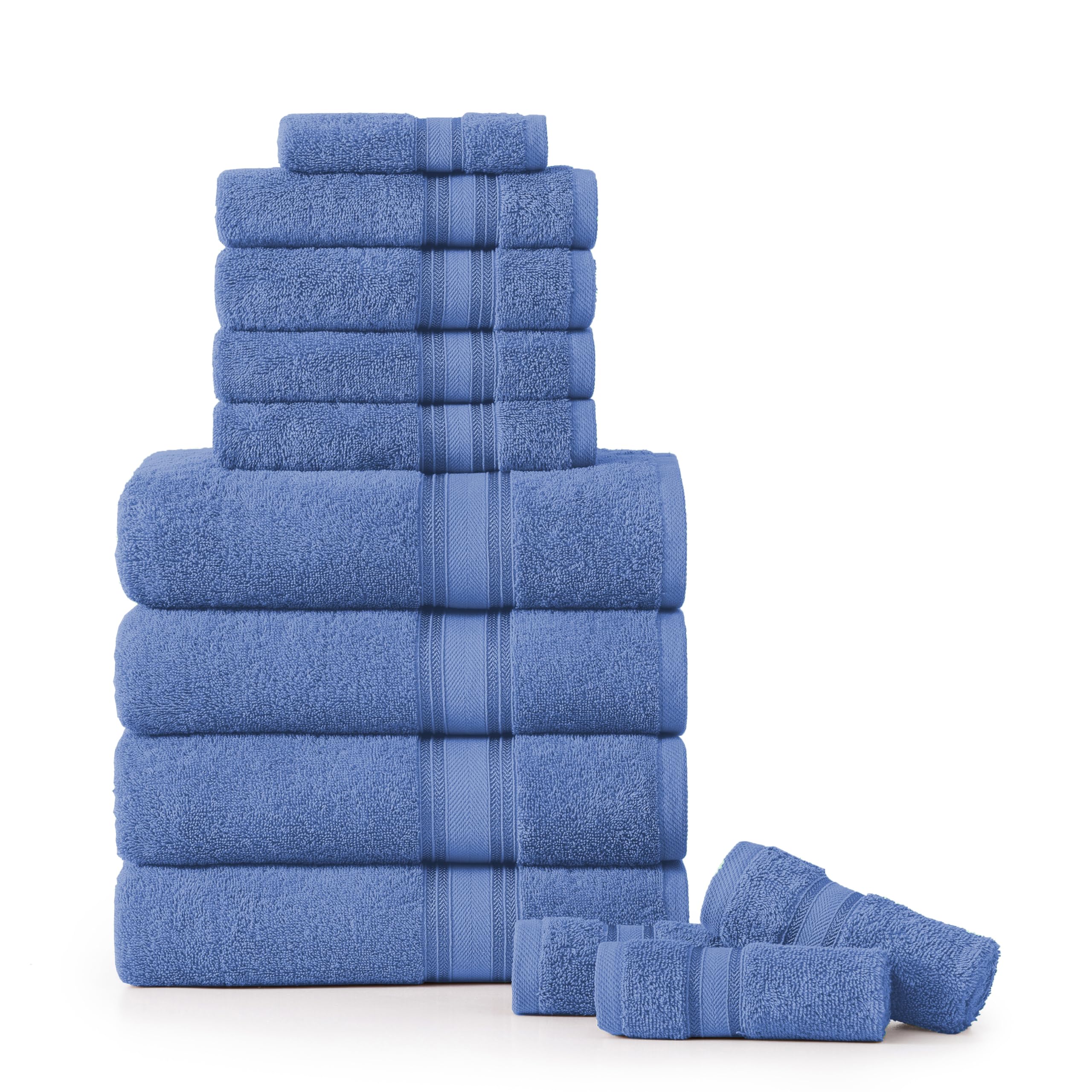 Juego De Toallas De Baño Lane Linen Luxury, 12 Piezas, 100% Algodón, Azul - Venta Internacional.