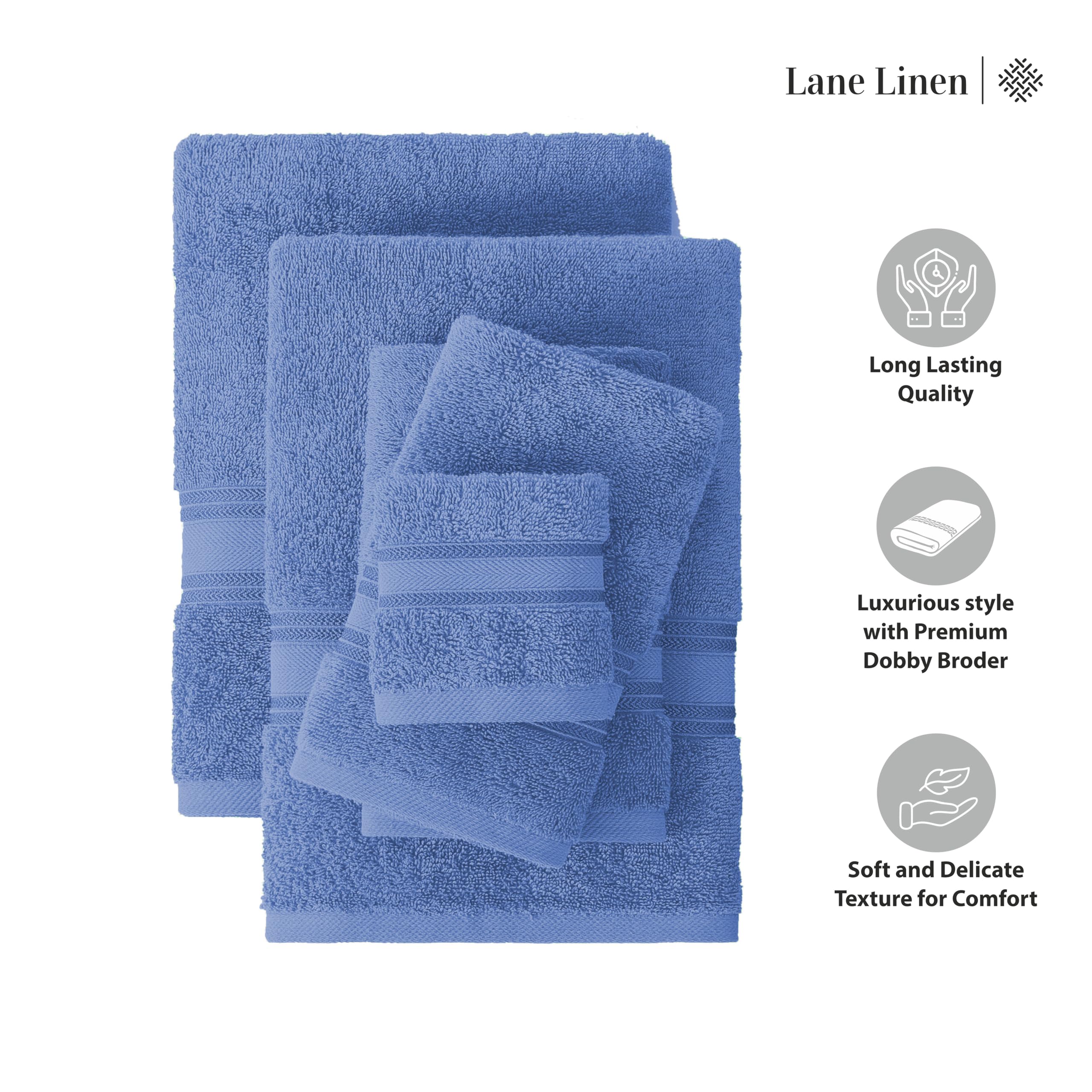 Foto 6 | Juego De Toallas De Baño Lane Linen Luxury, 12 Piezas, 100% Algodón, Azul - Venta Internacional.