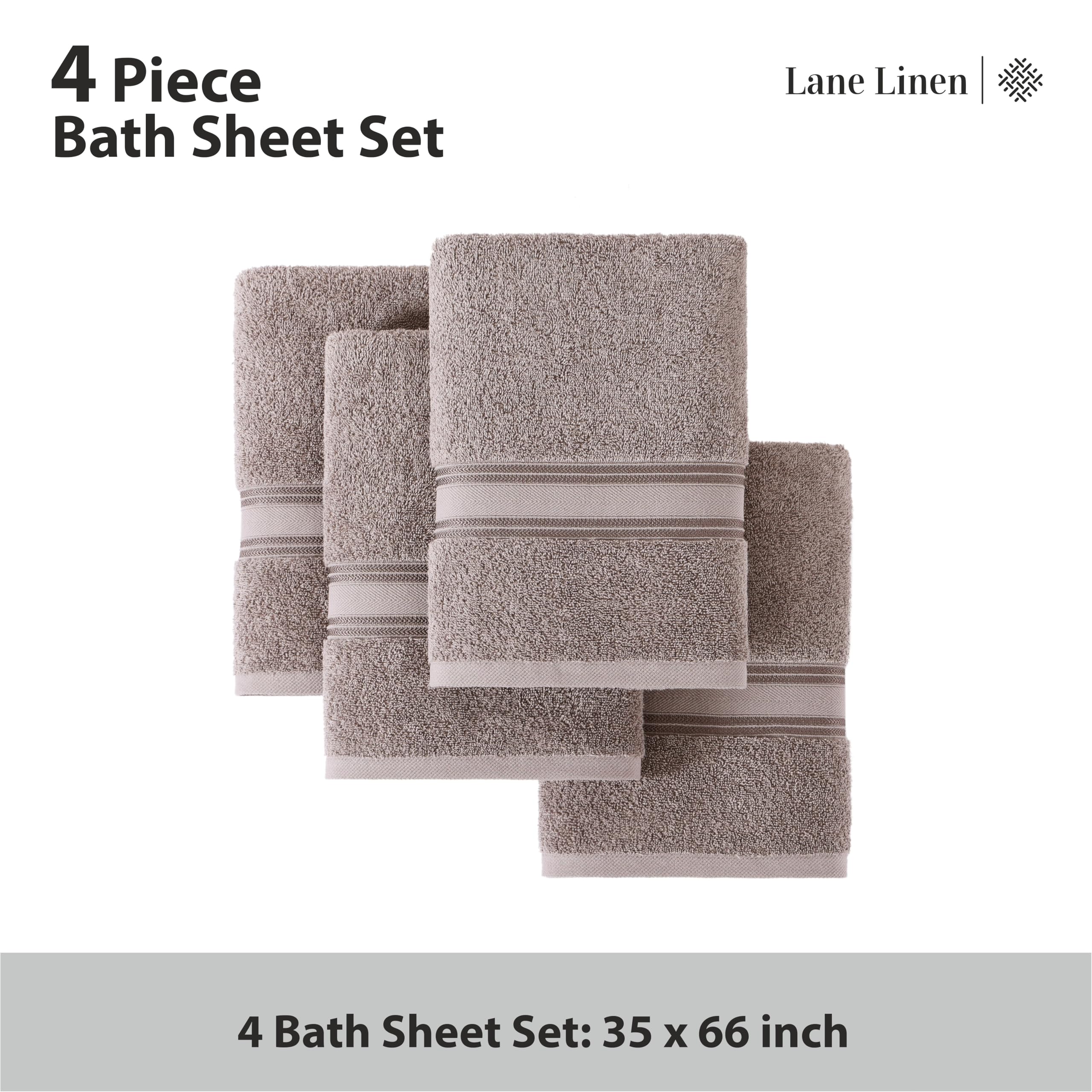 Foto 4 | Juego De Toallas De Baño Lane Linen Platinum, 100% Algodón, 4 Piezas - Venta Internacional.