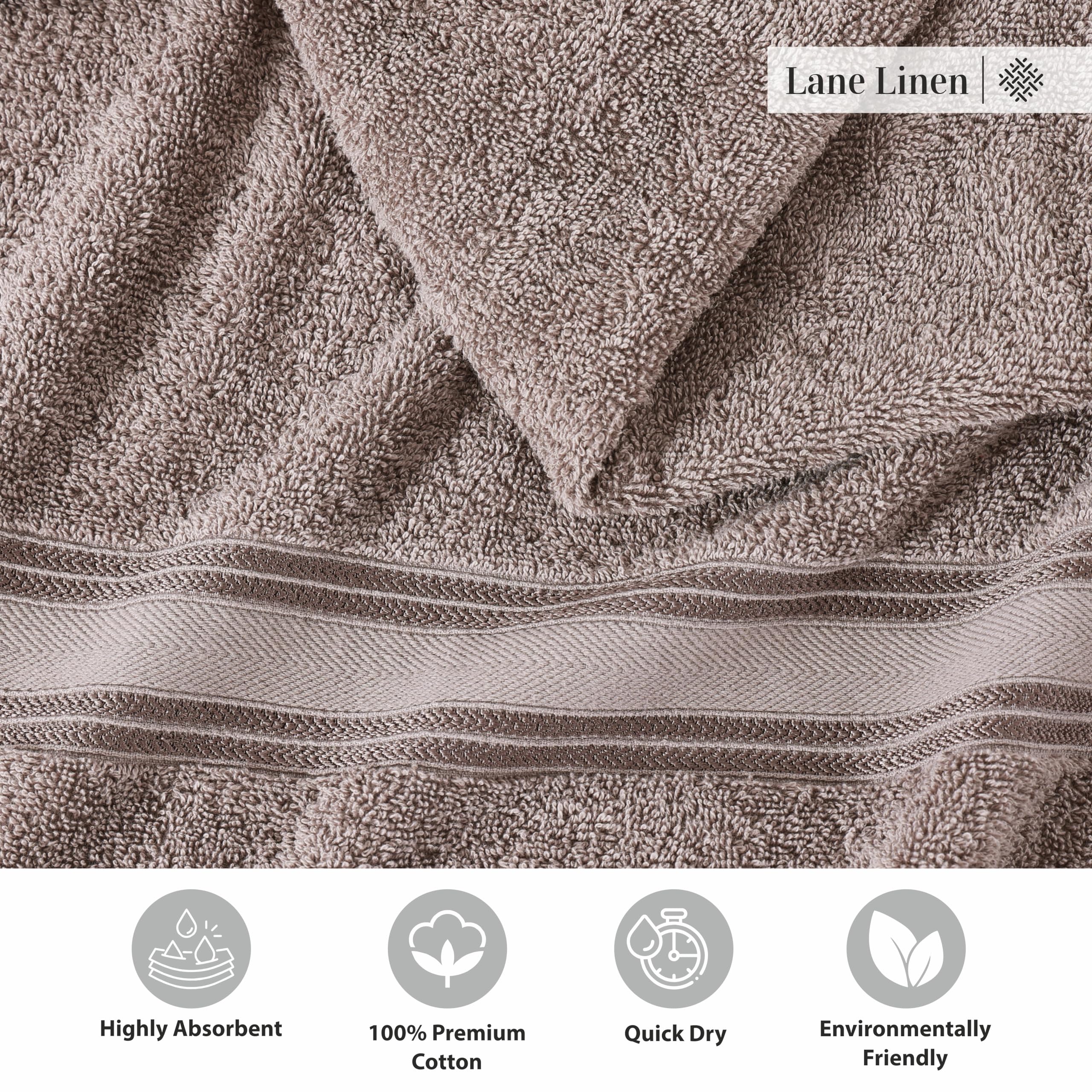 Foto 6 | Juego De Toallas De Baño Lane Linen Platinum, 100% Algodón, 4 Piezas - Venta Internacional.