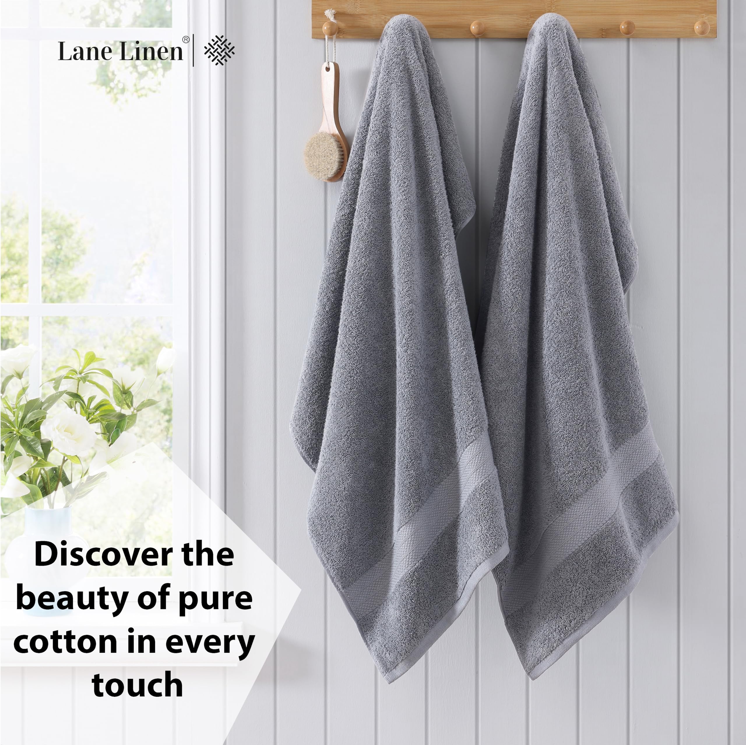 Foto 4 pulgar | Juego De Toallas De Baño Lane Linen, 100% Algodón, 4 Piezas, 140 X 70 Cm, Color Gris - Venta Internacional.