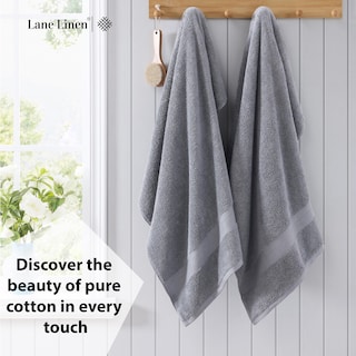 Foto 3 | Juego De Toallas De Baño Lane Linen, 100% Algodón, 4 Piezas, 140 X 70 Cm, Color Gris - Venta Internacional.