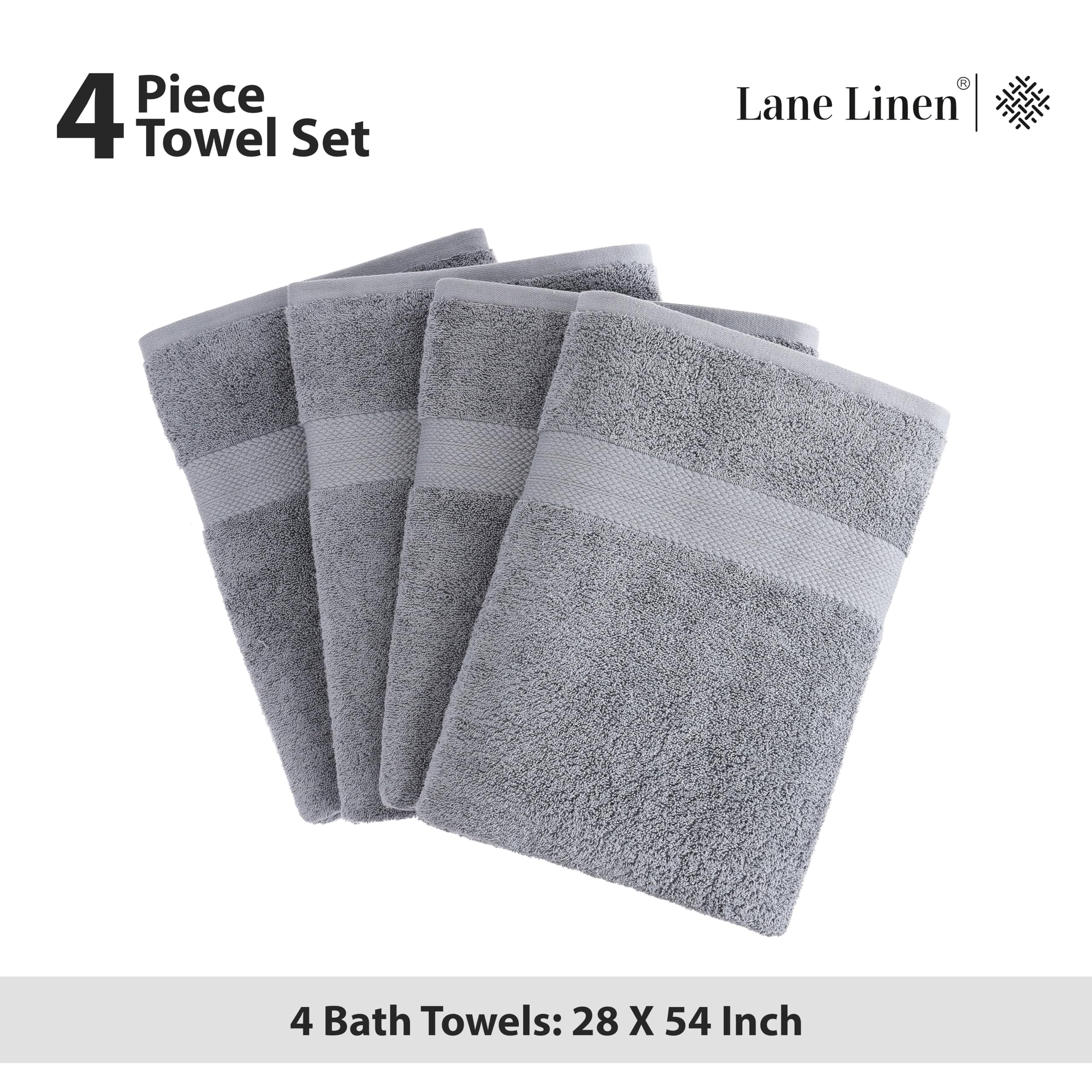Foto 6 pulgar | Juego De Toallas De Baño Lane Linen, 100% Algodón, 4 Piezas, 140 X 70 Cm, Color Gris - Venta Internacional.