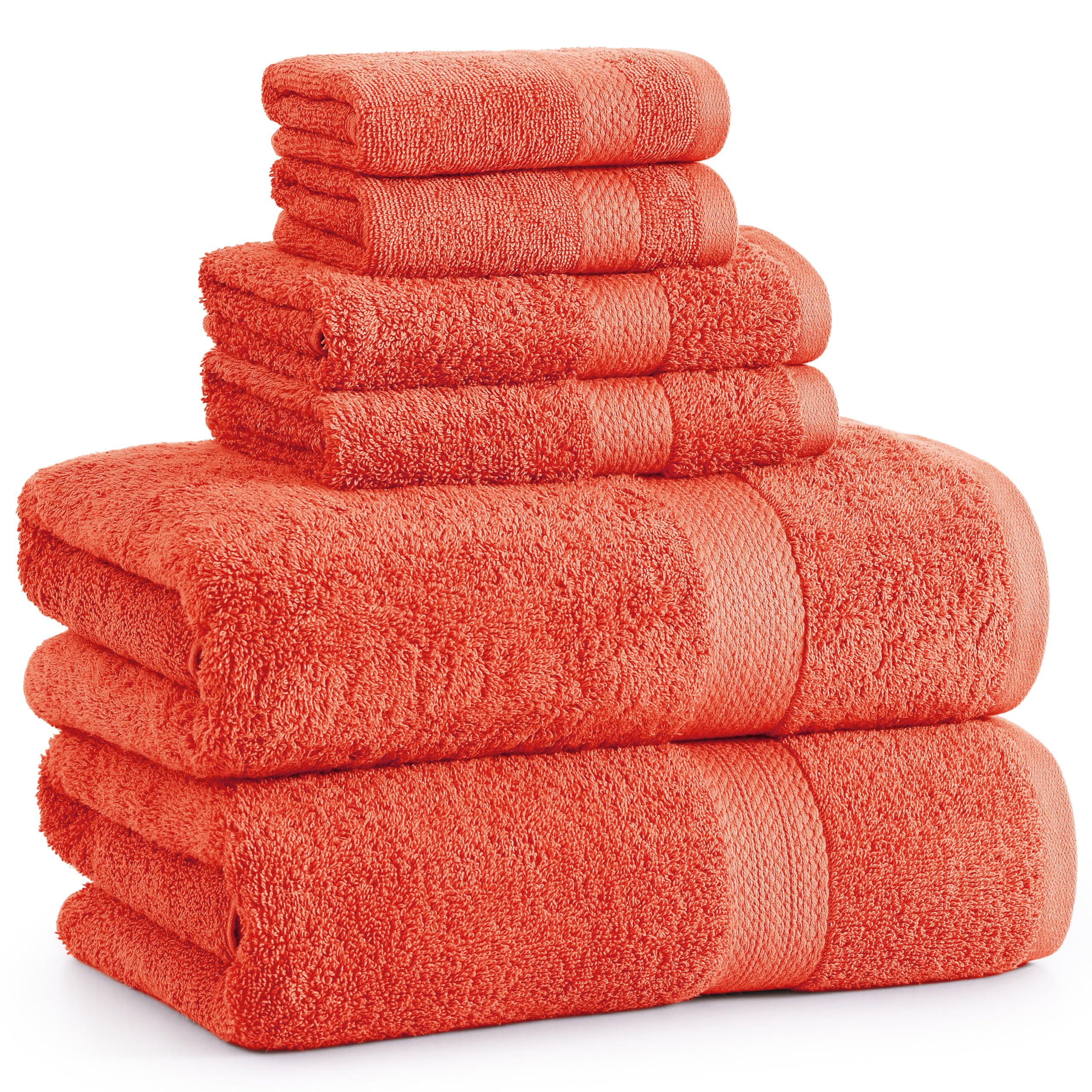 Juego De Toallas De Baño Lane Linen, 6 Piezas, 100% Algodón Living Coral - Venta Internacional.