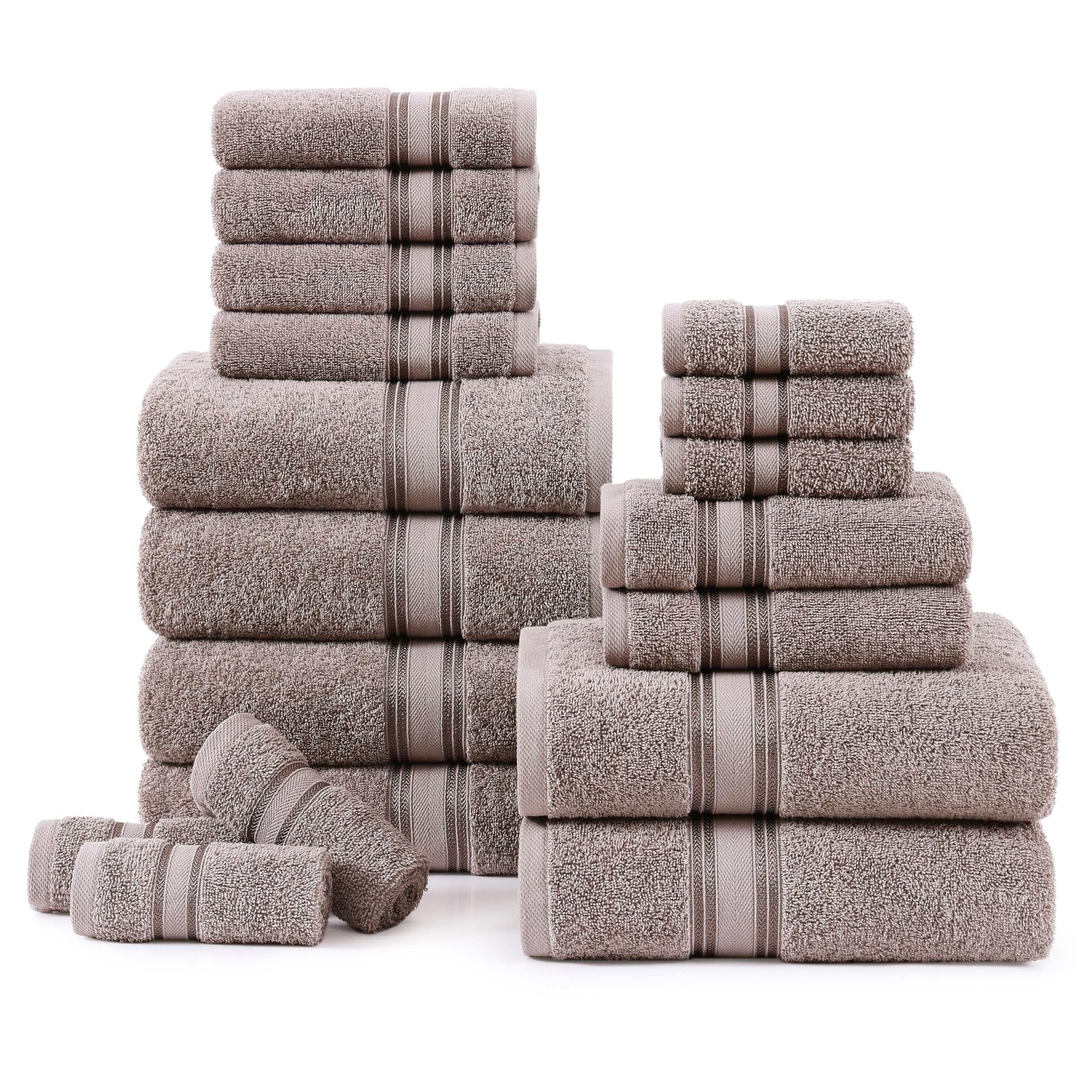 Juego De Toallas De Baño Lane Linen, 100% Algodón, 18 Piezas, Platino - Venta Internacional.