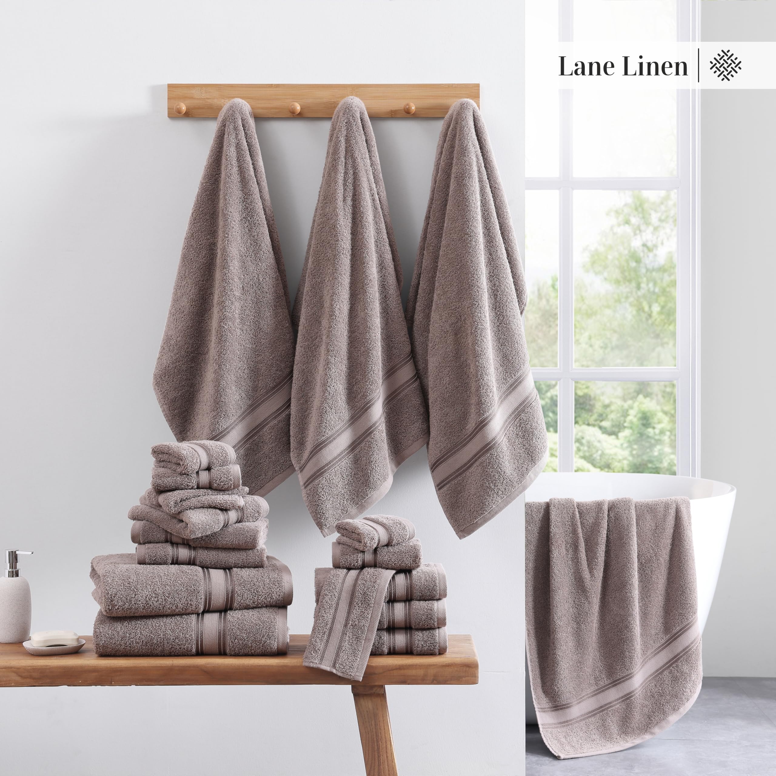 Foto 5 | Juego De Toallas De Baño Lane Linen, 100% Algodón, 18 Piezas, Platino - Venta Internacional.