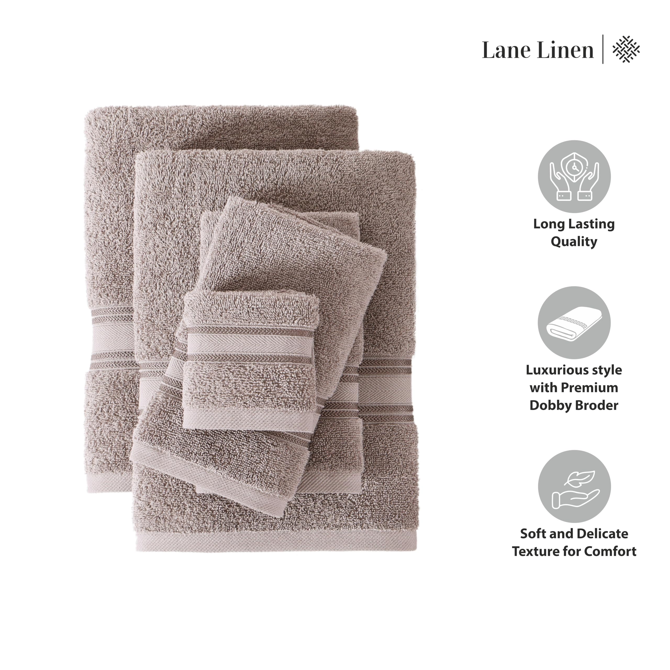 Foto 6 | Juego De Toallas De Baño Lane Linen, 100% Algodón, 18 Piezas, Platino - Venta Internacional.