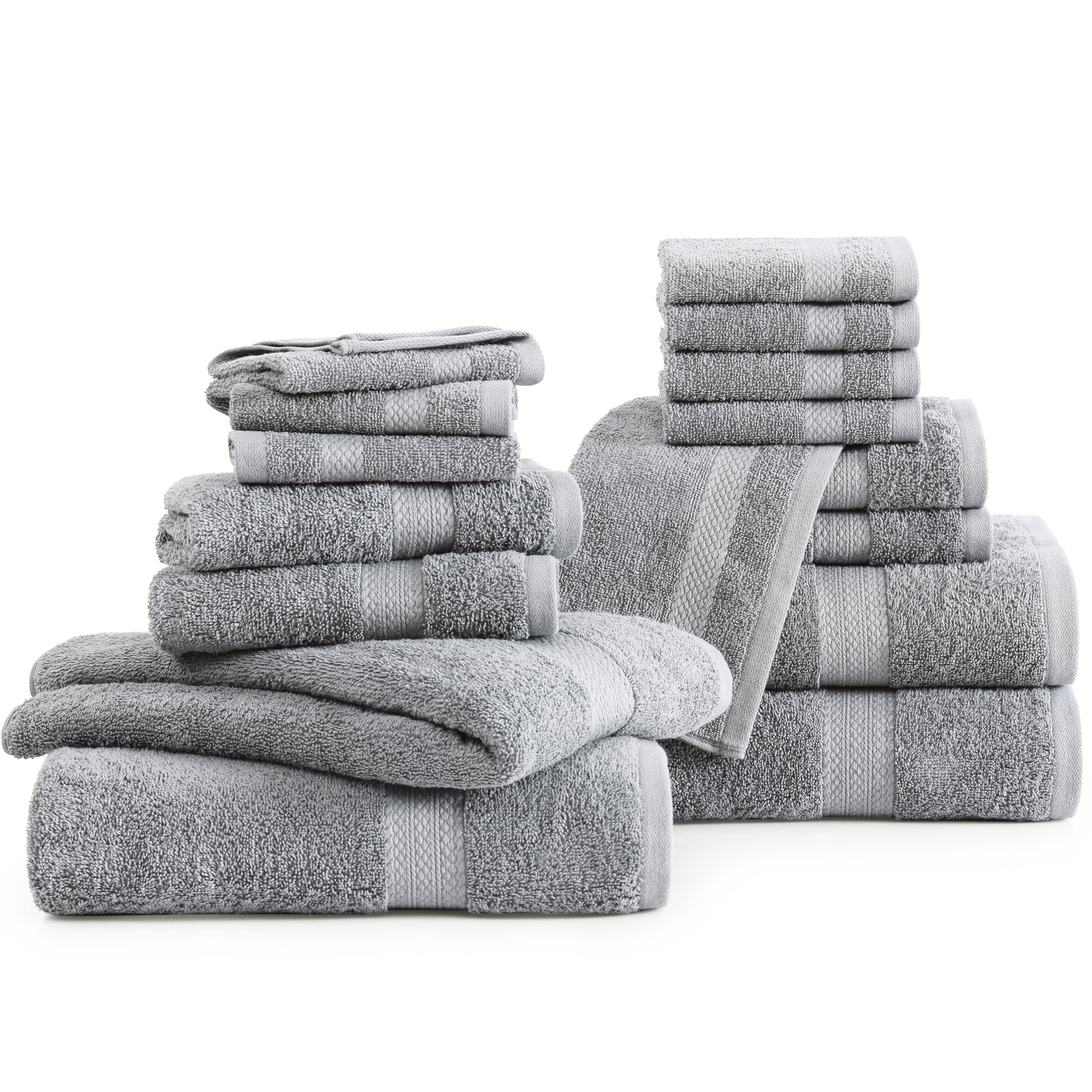 Foto 2 | Juego De Toallas De Baño Lane Linen Luxury Grey Algodón, 16 Piezas, 600 G/m² - Venta Internacional.