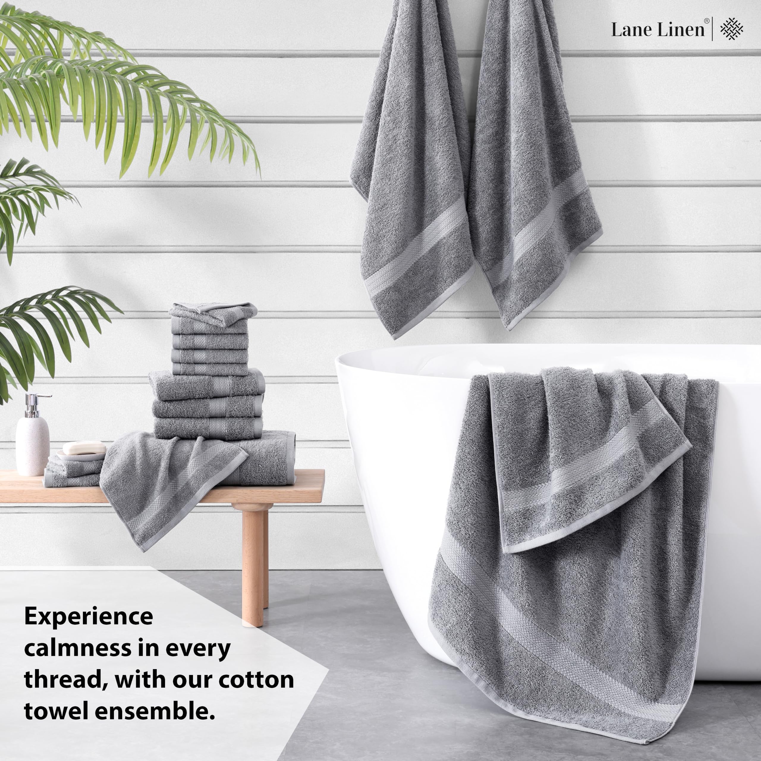 Foto 4 pulgar | Juego De Toallas De Baño Lane Linen Luxury Grey Algodón, 16 Piezas, 600 G/m² - Venta Internacional.