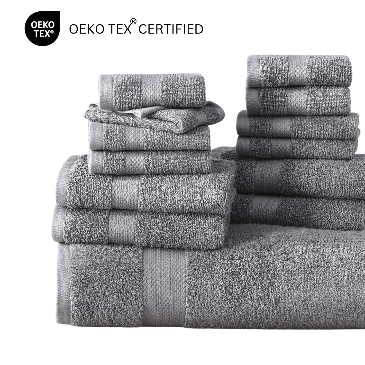 Foto 7 | Juego De Toallas De Baño Lane Linen Luxury Grey Algodón, 16 Piezas, 600 G/m² - Venta Internacional.