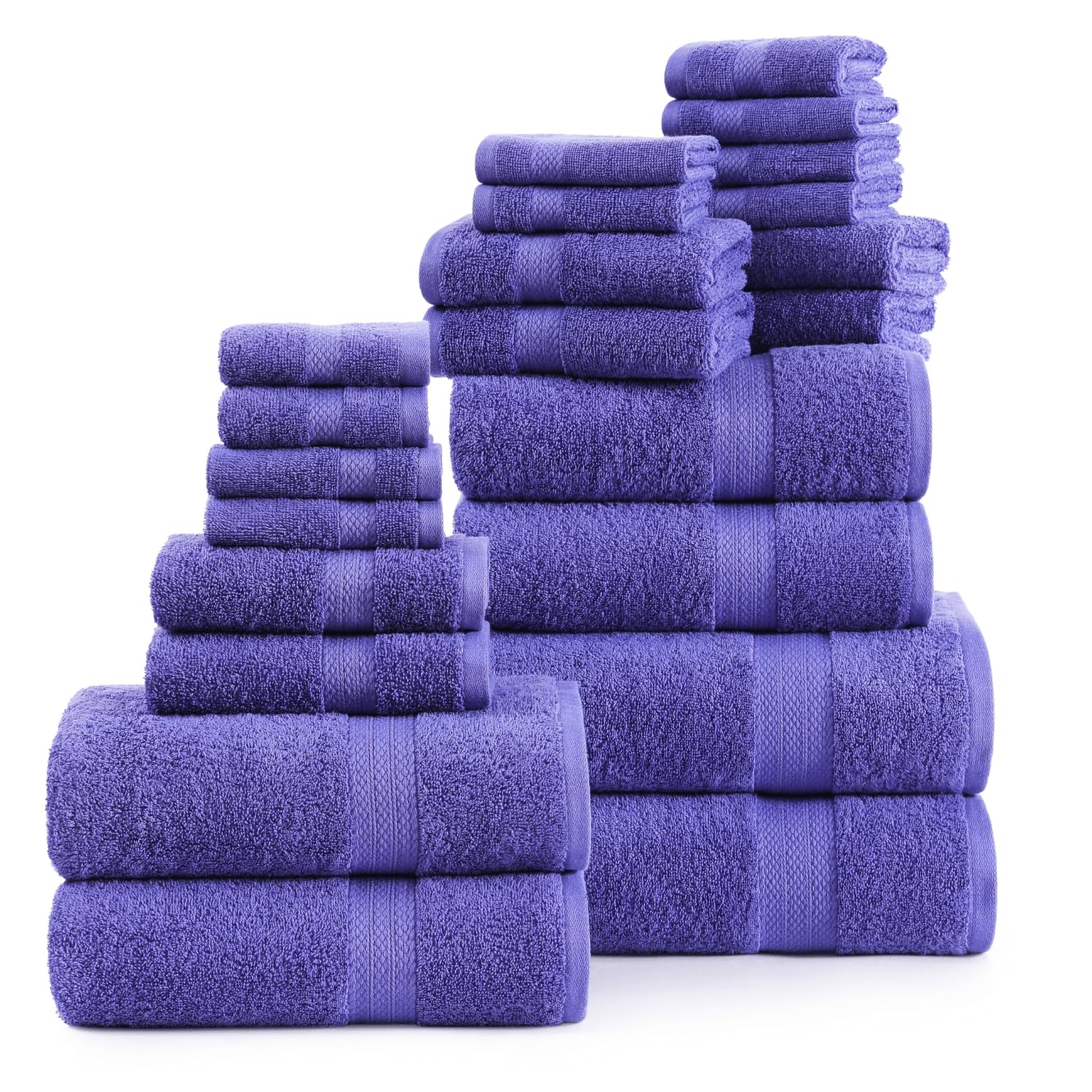 Juego De Toallas De Baño Lane Linen, 24 Piezas, 100% Algodón, Color Azul - Venta Internacional. $2,241