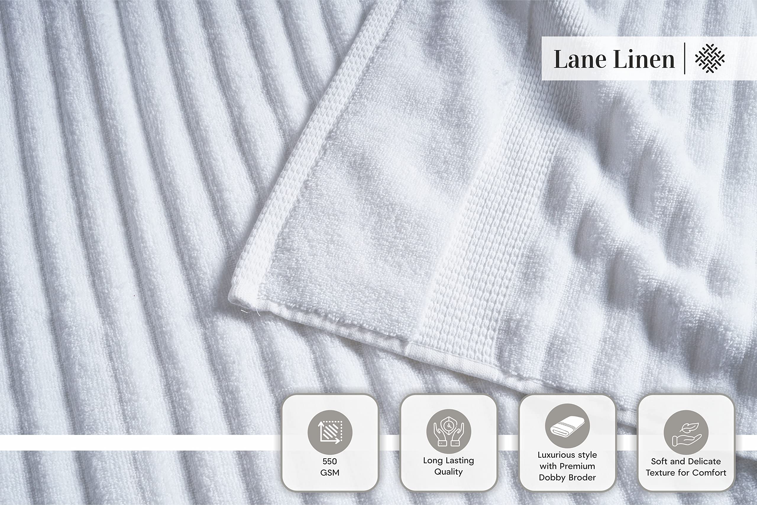 Foto 4 | Juego De Toallas Lane Linen De Algodón Acanalado De 6 Piezas Para Baño - Venta Internacional.