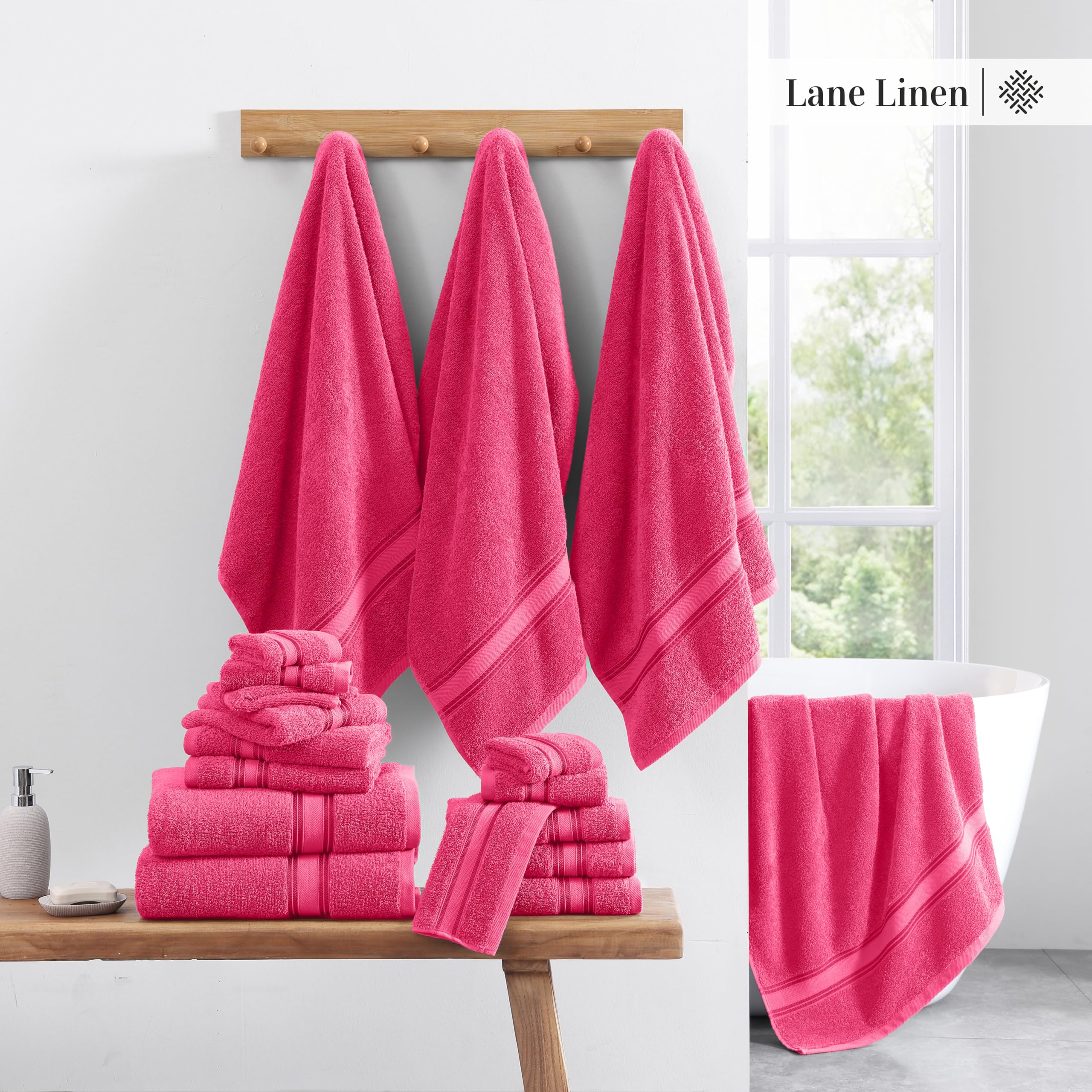 Foto 5 | Juego De Toallas De Baño Lane Linen Luxury, 12 Piezas, 100% Algodón - Venta Internacional.