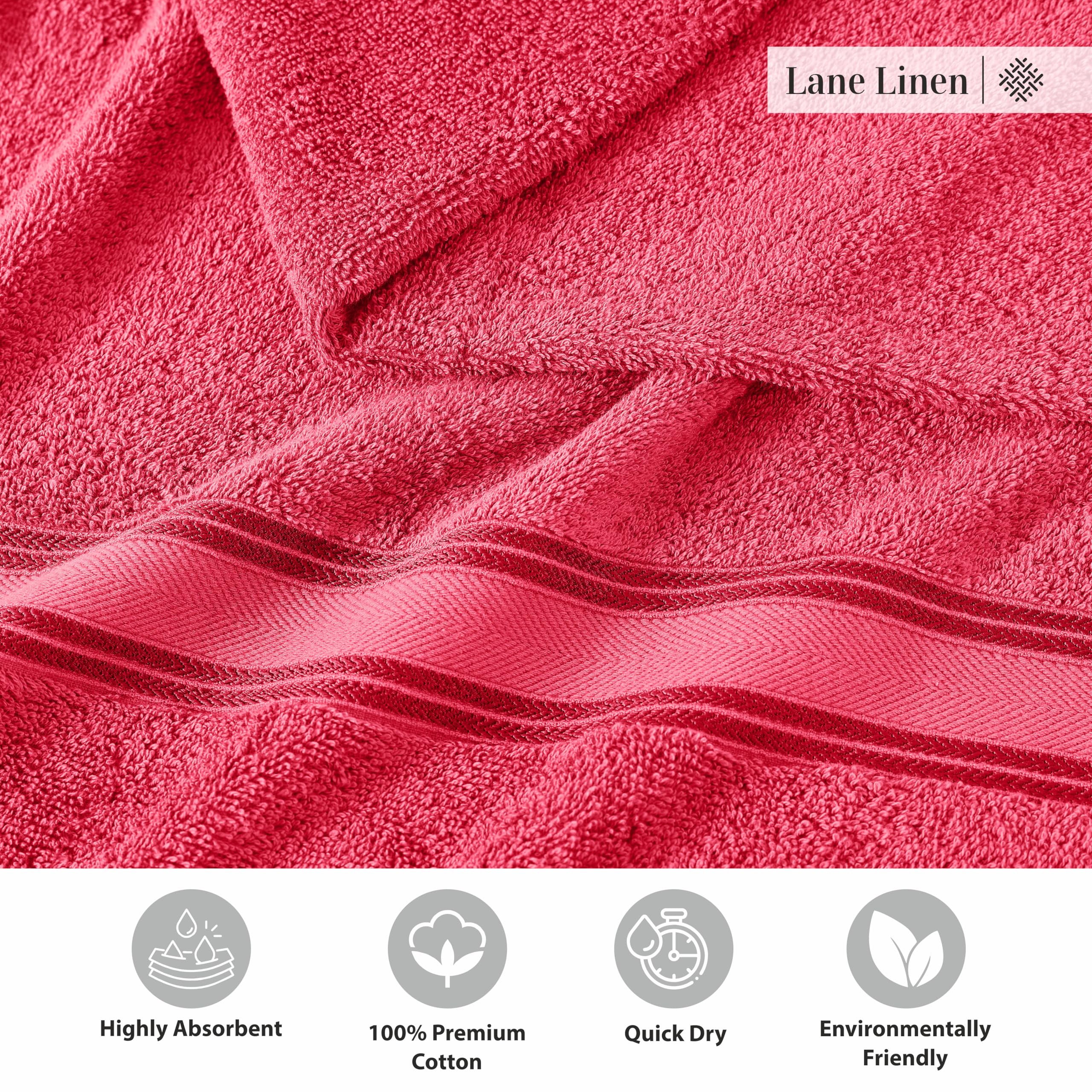 Foto 7 | Juego De Toallas De Baño Lane Linen Luxury, 100% Algodón, 18 Unidades, Madreselva - Venta Internacional.