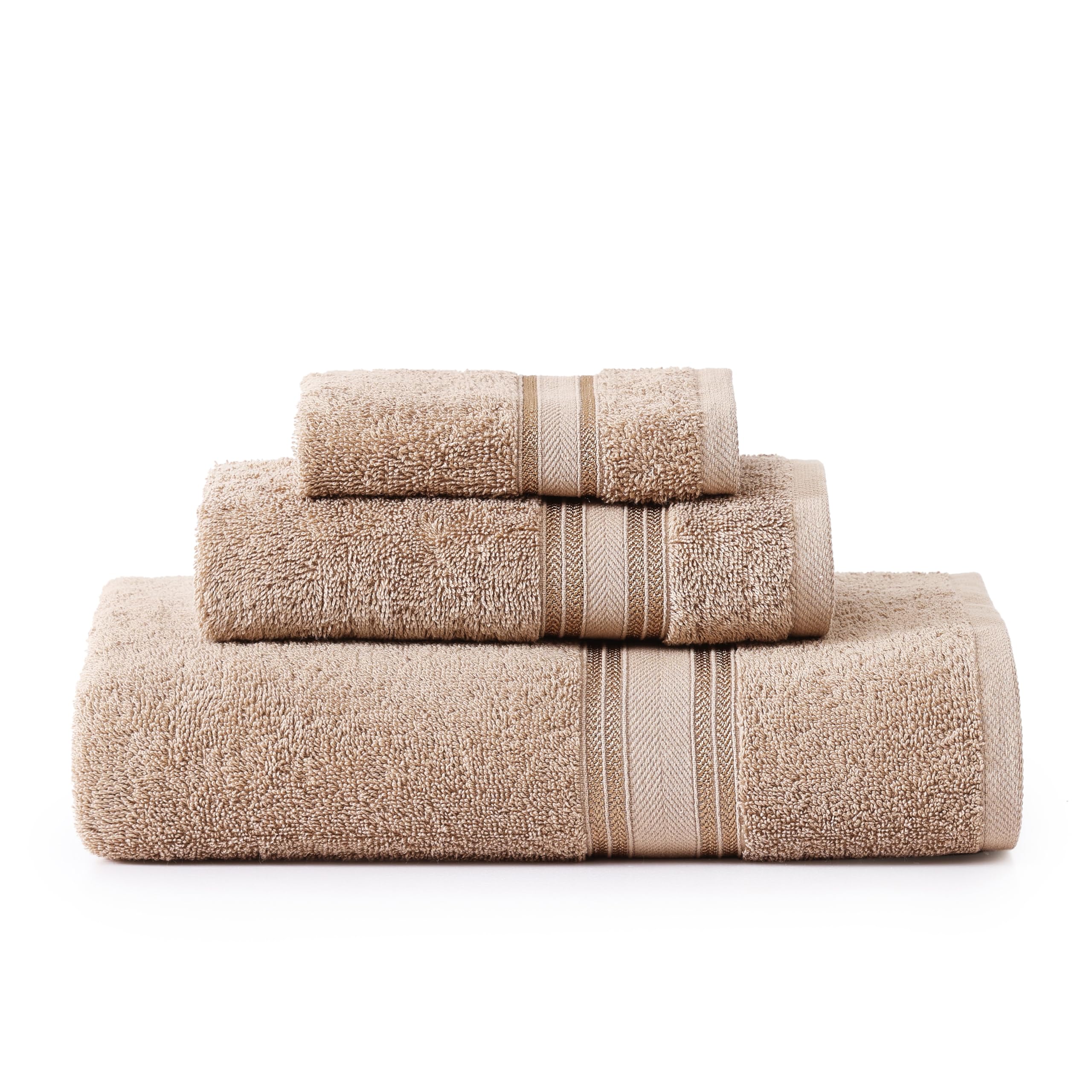 Juego De Toallas Lane Linen Luxury Bath De 3 Piezas, 100% Algodón, Color Topo - Venta Internacional.