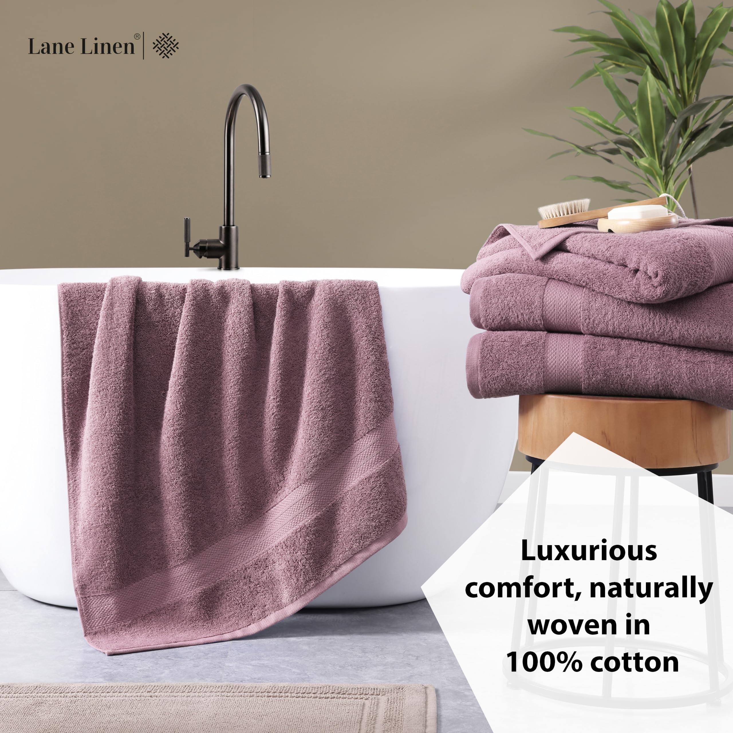 Foto 4 | Toallas De Baño Lane Linen, 100% Algodón (paquete De 4), Ultrasuaves, 550 G/m² - Venta Internacional.