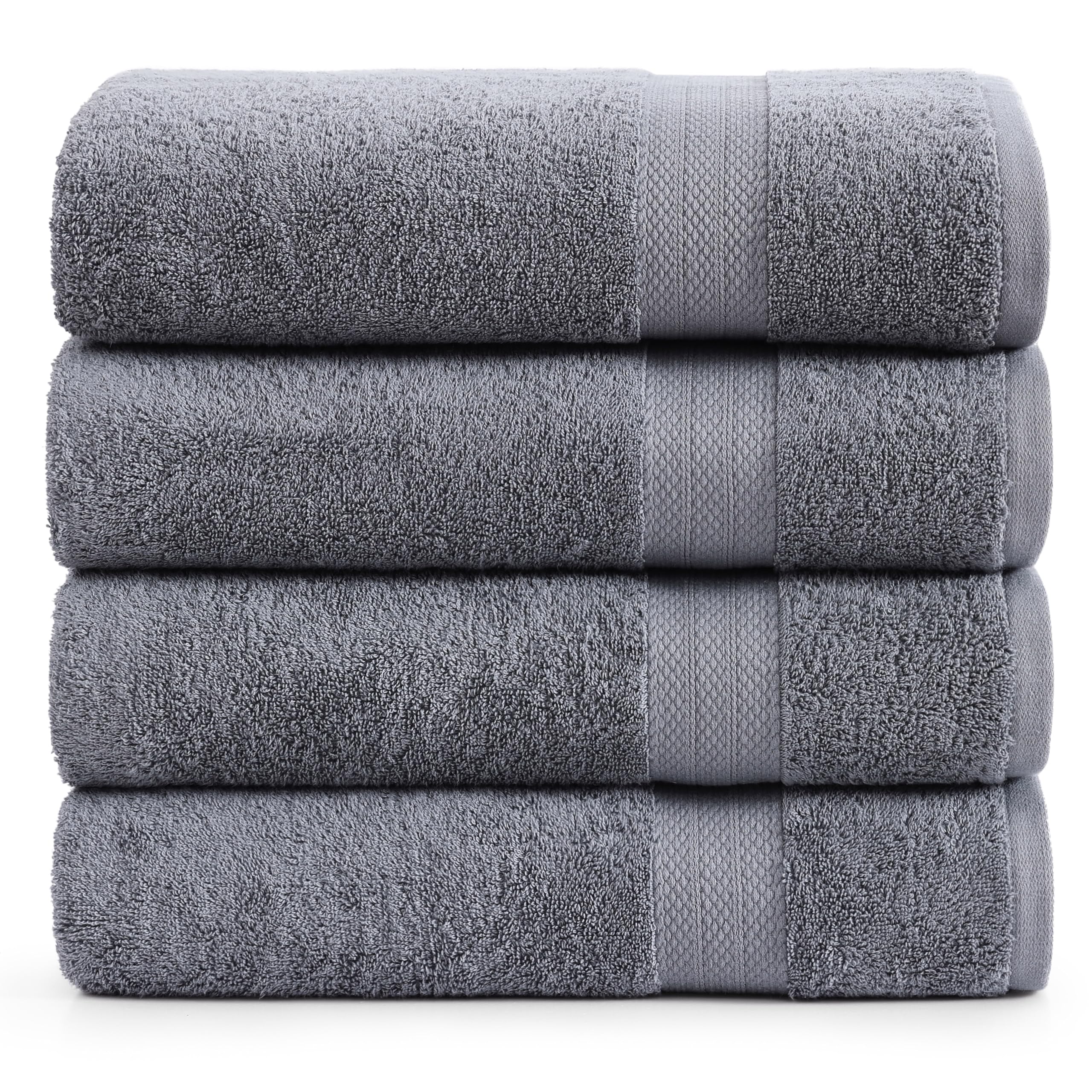 Juego De Toallas De Baño Lane Linen, Tamaño Grande, 100% Algodón, 4 Piezas, Color Gris Frío - Venta Internacional.