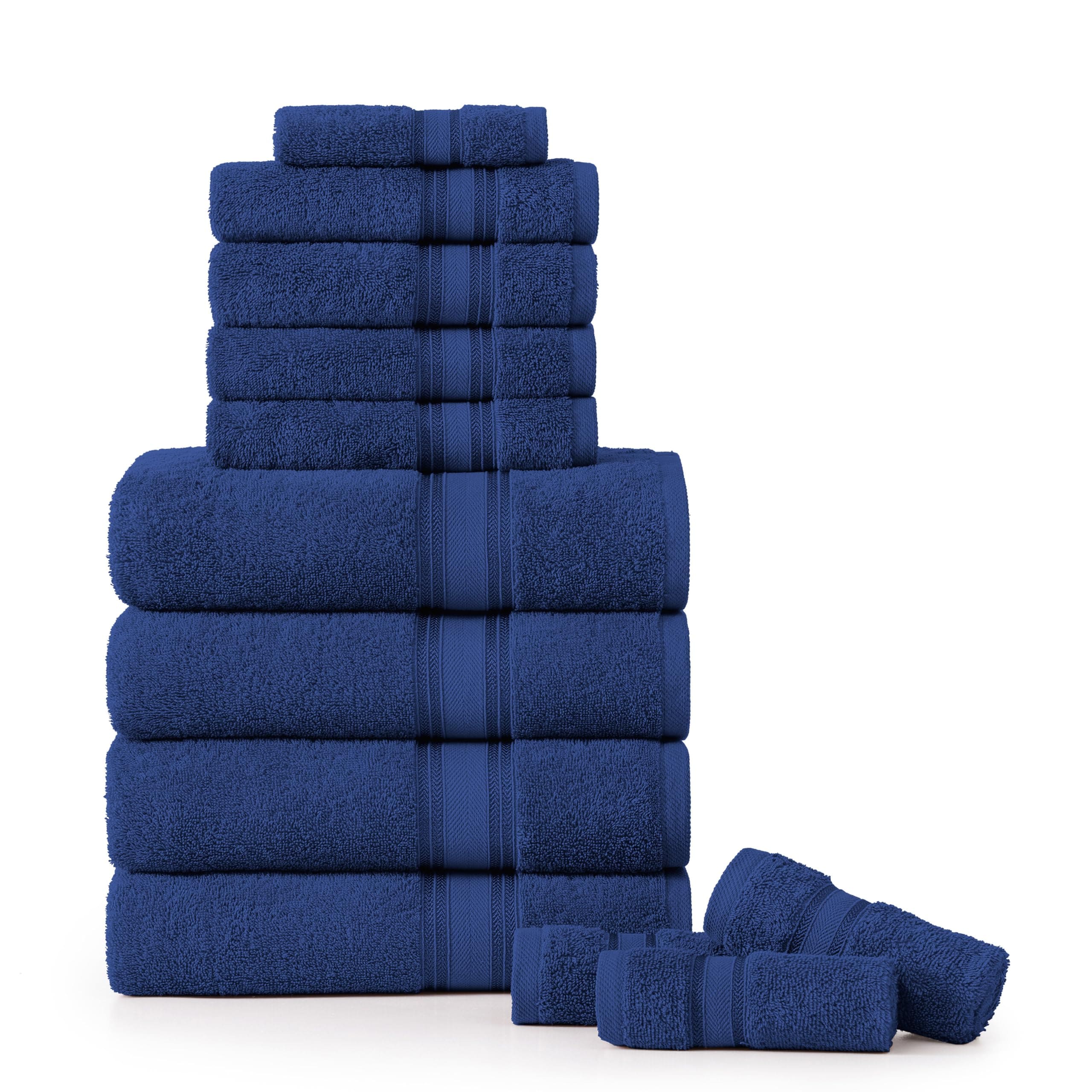 Juego De Toallas De Baño Lane Linen Luxury, 12 Piezas, 100% Algodón, Azul Marino - Venta Internacional. $1,563