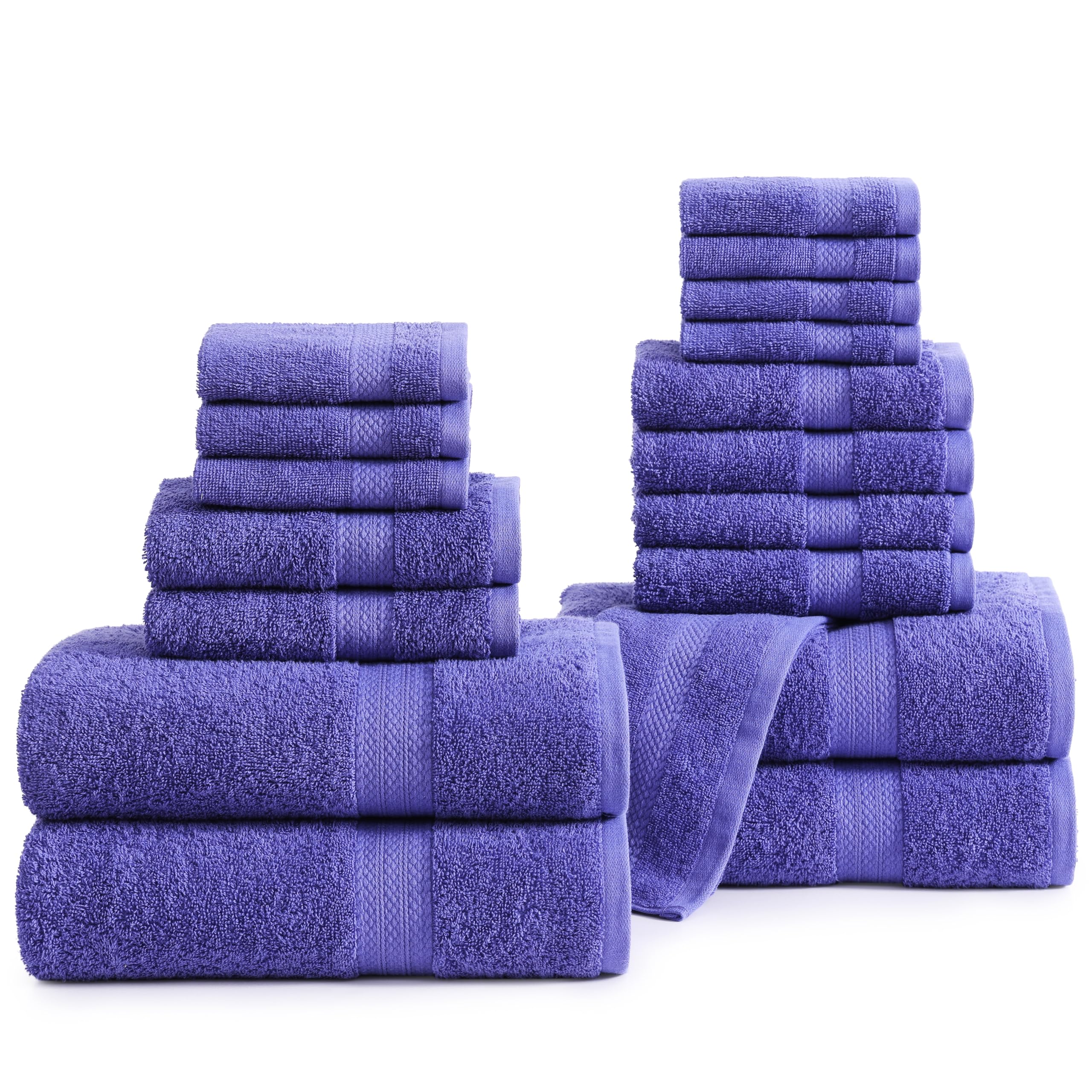 Juego De Toallas De Baño Lane Linen Cotton, 18 Piezas, 100% Algodón, Azul Irlandés - Venta Internacional. $1,587