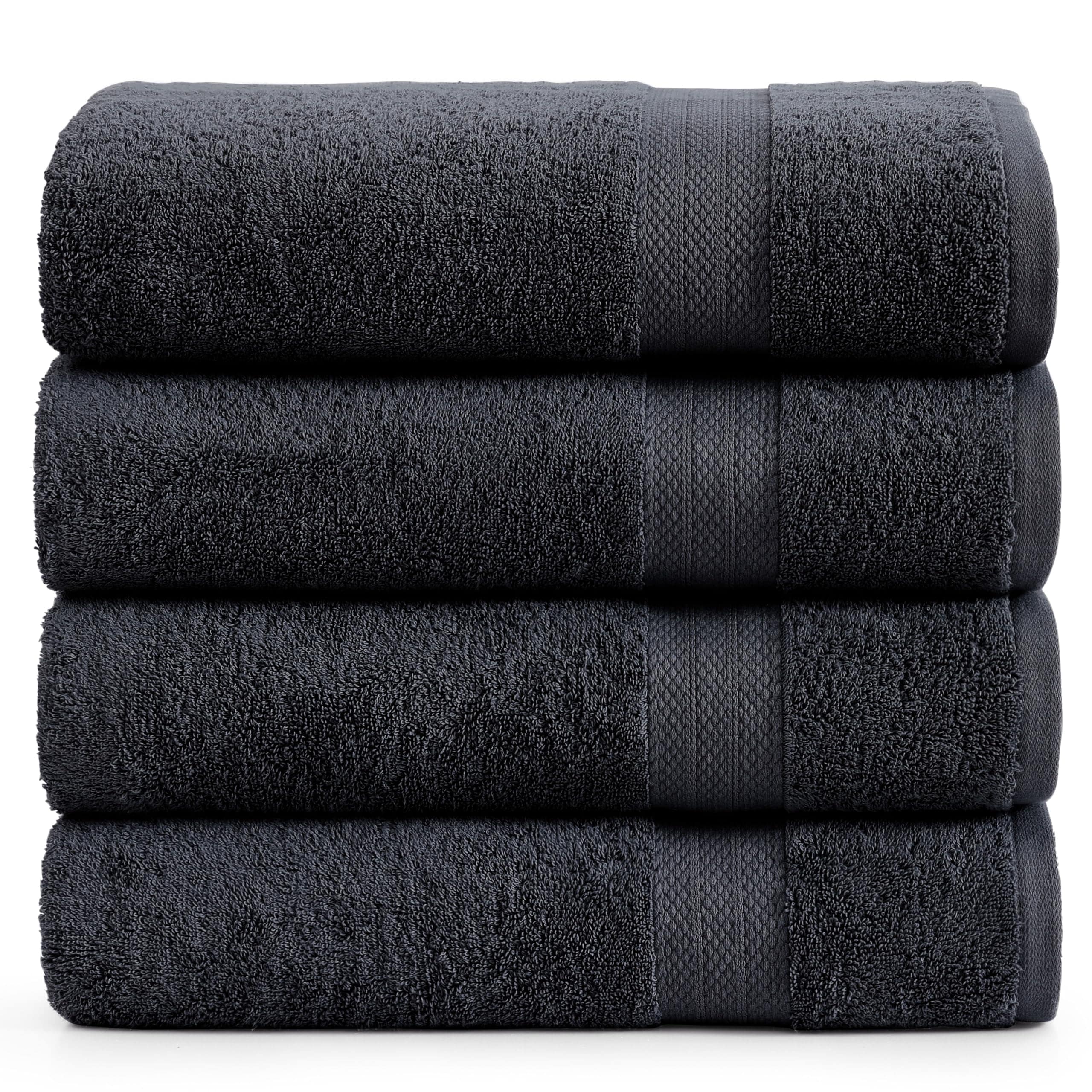 Juego De Toallas De Baño Lane Linen, 100% Algodón, Secado Rápido, 4 Piezas, Color Negro - Venta Internacional. $1,088