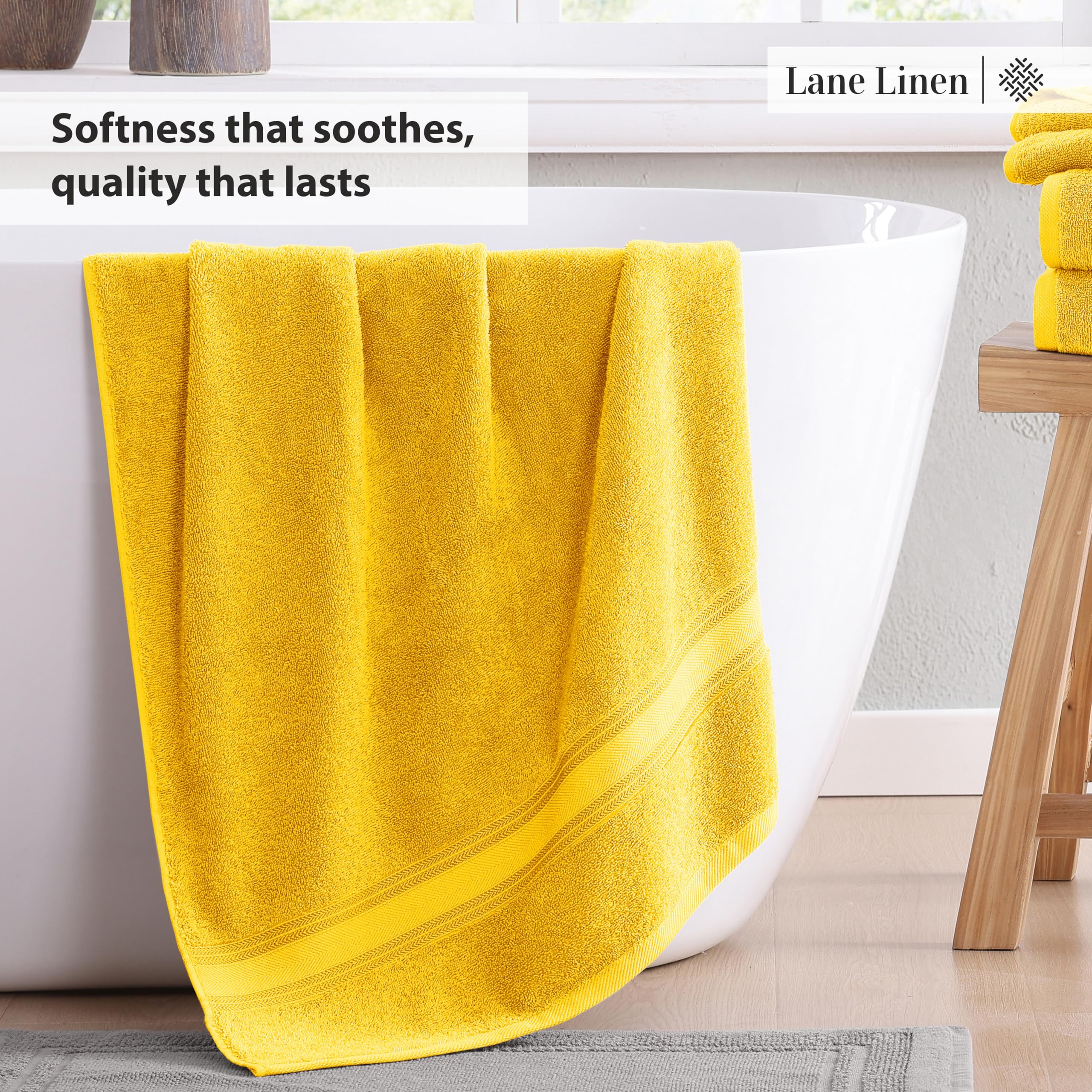 Foto 4 | Juego De Toallas De Baño Lane Linen Luxury, 6 Piezas, 100% Algodón Mimosa - Venta Internacional.