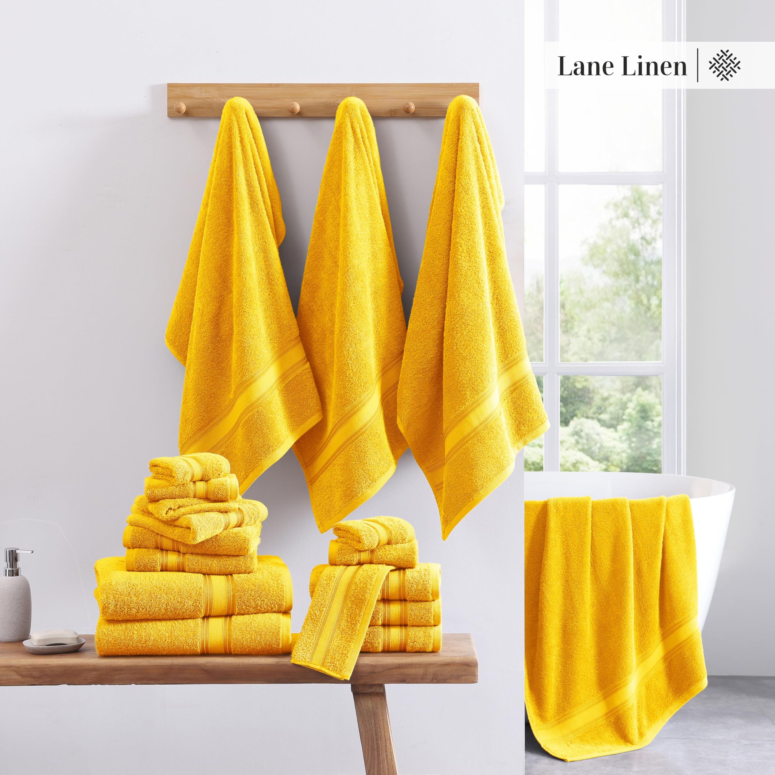 Foto 5 | Juego De Toallas De Baño Lane Linen Luxury, 6 Piezas, 100% Algodón Mimosa - Venta Internacional.