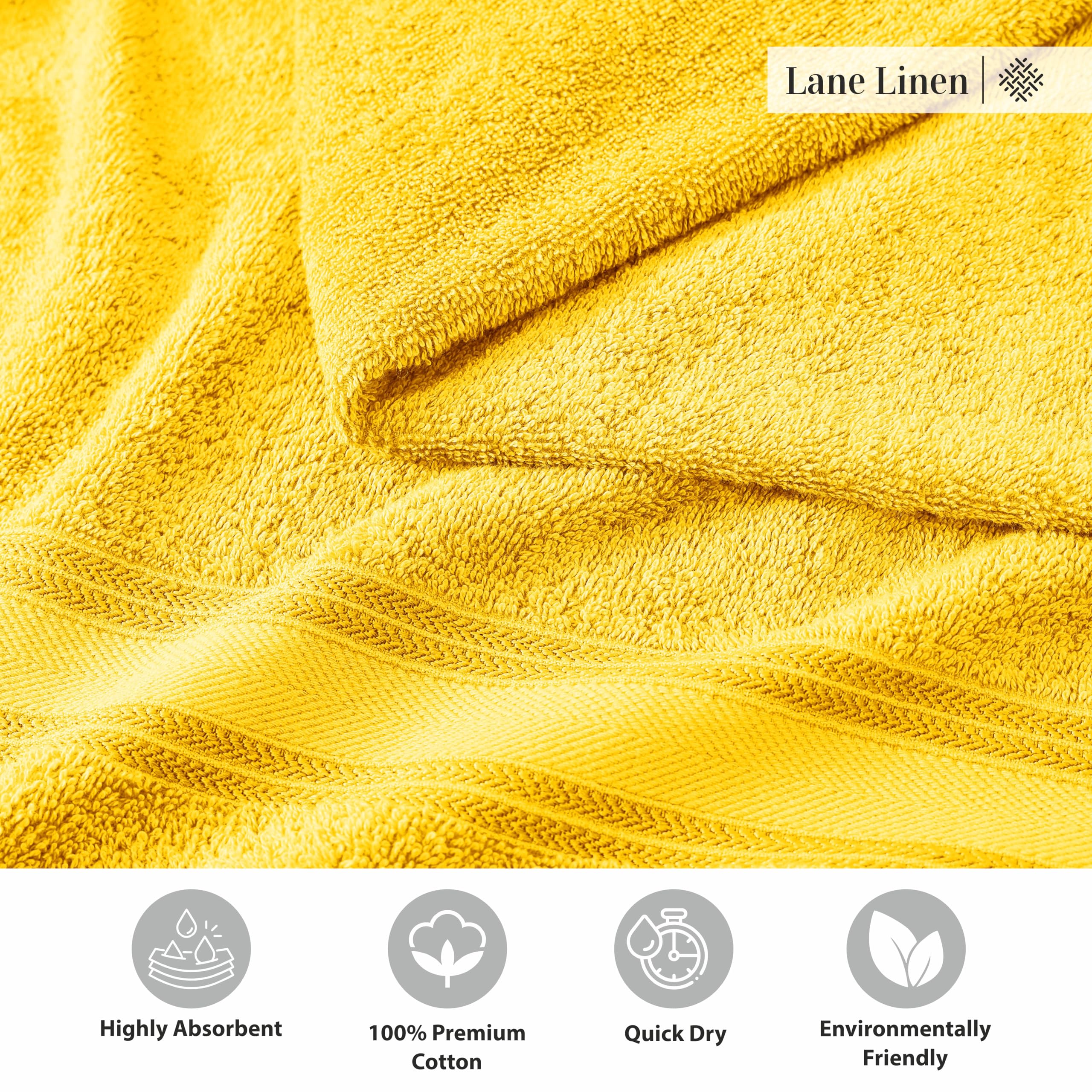 Foto 7 | Juego De Toallas De Baño Lane Linen Luxury, 6 Piezas, 100% Algodón Mimosa - Venta Internacional.