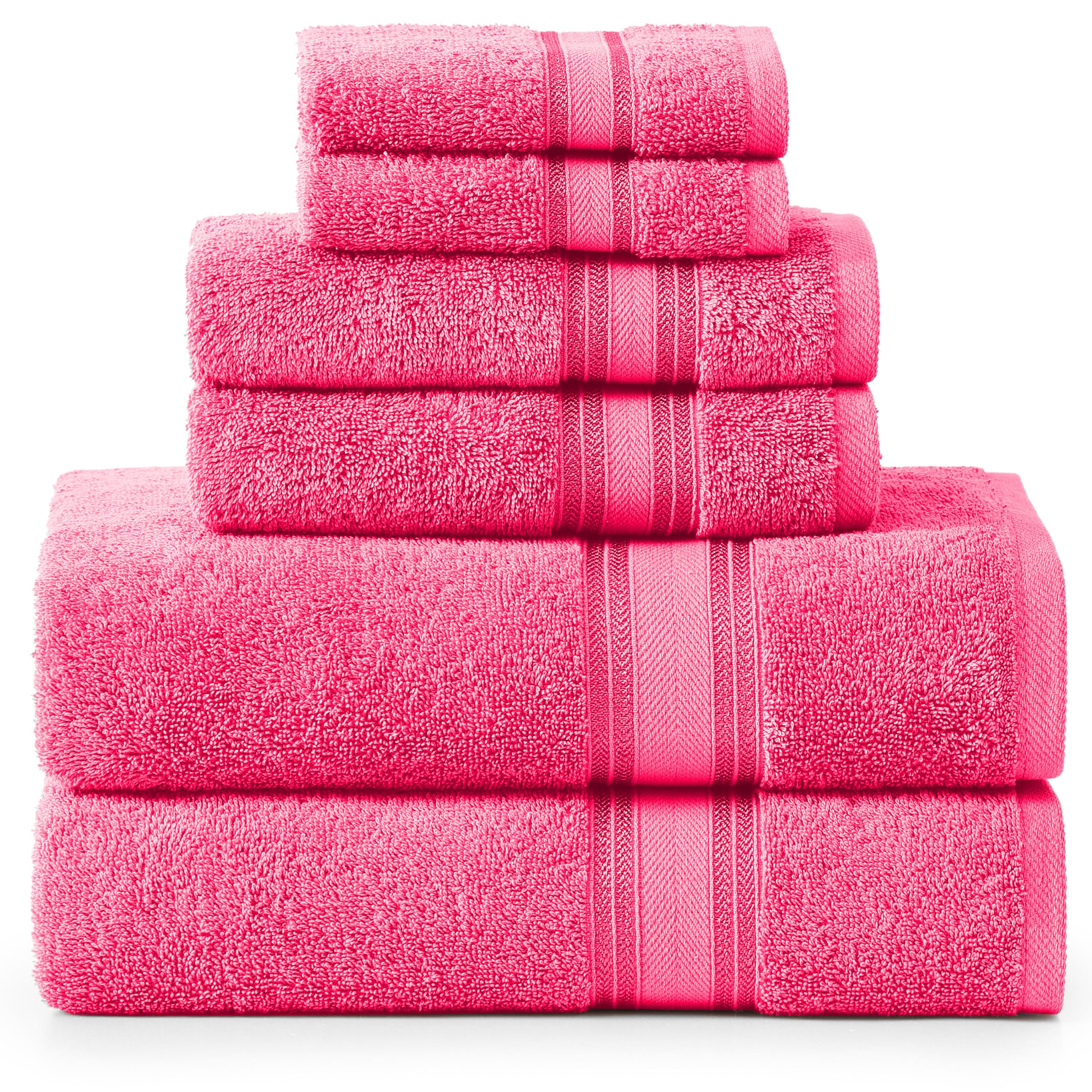 Juego De Toallas De Baño Lane Linen Luxury, 6 Piezas, 100% Algodón, Fucsia - Venta Internacional.