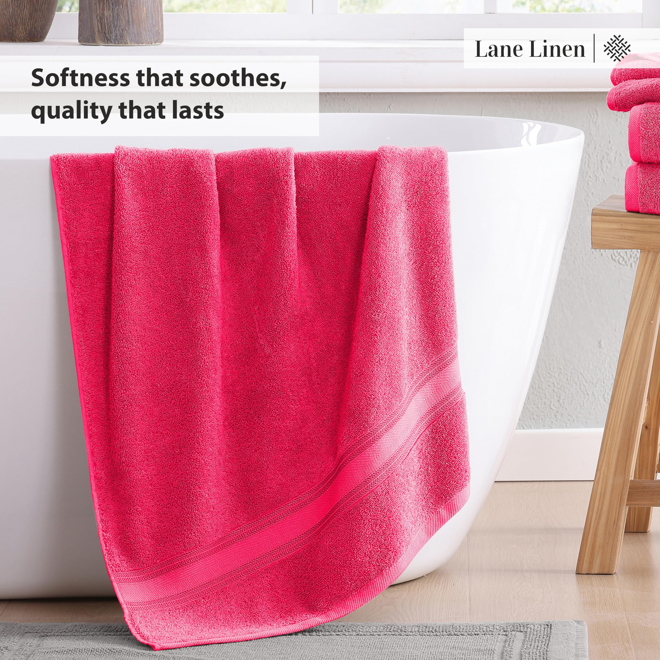 Foto 5 pulgar | Juego De Toallas De Baño Lane Linen Luxury, 6 Piezas, 100% Algodón, Fucsia - Venta Internacional.