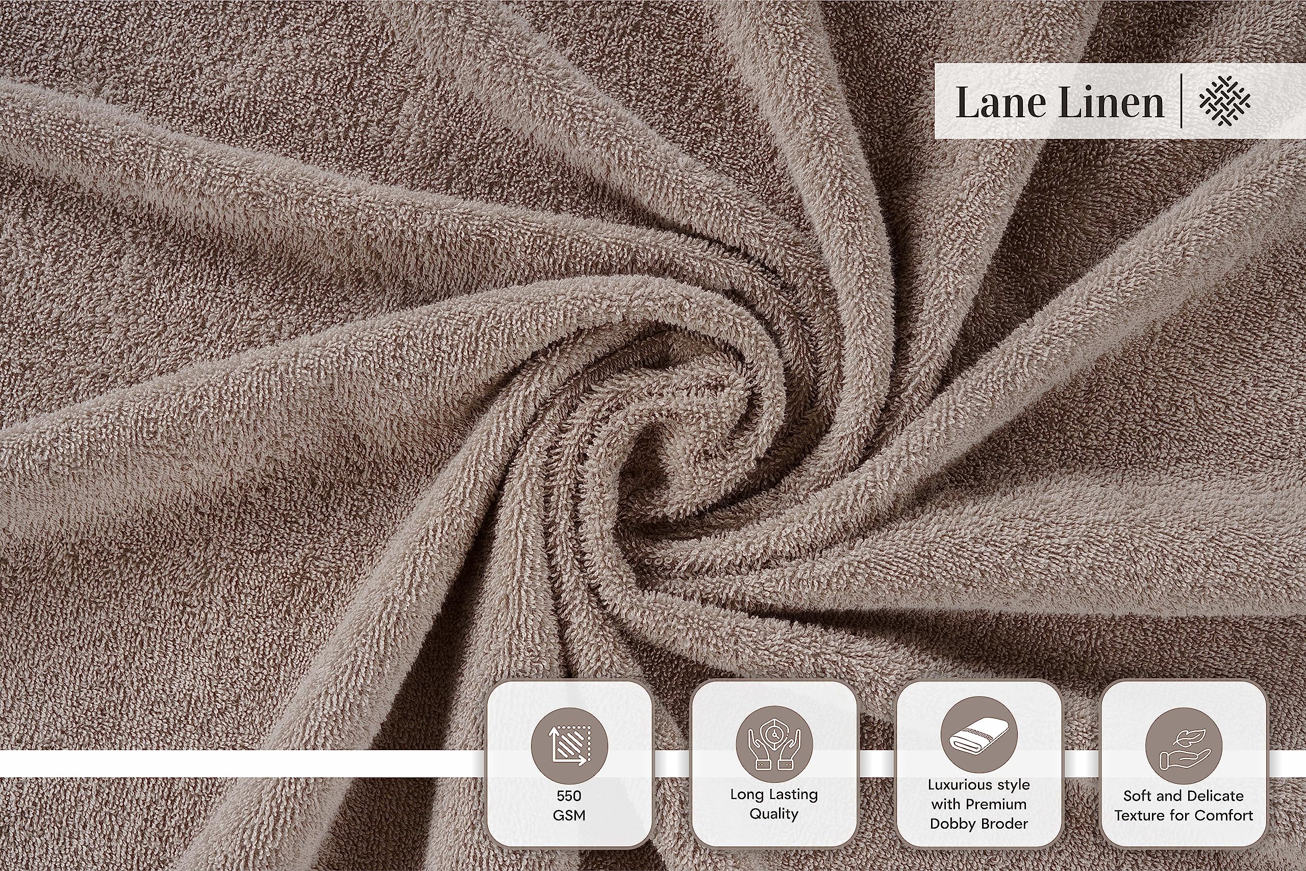 Foto 3 | Juego De Toallas Lane Linen, 24 Piezas, 100% Algodón Zero Twist Platinum - Venta Internacional.