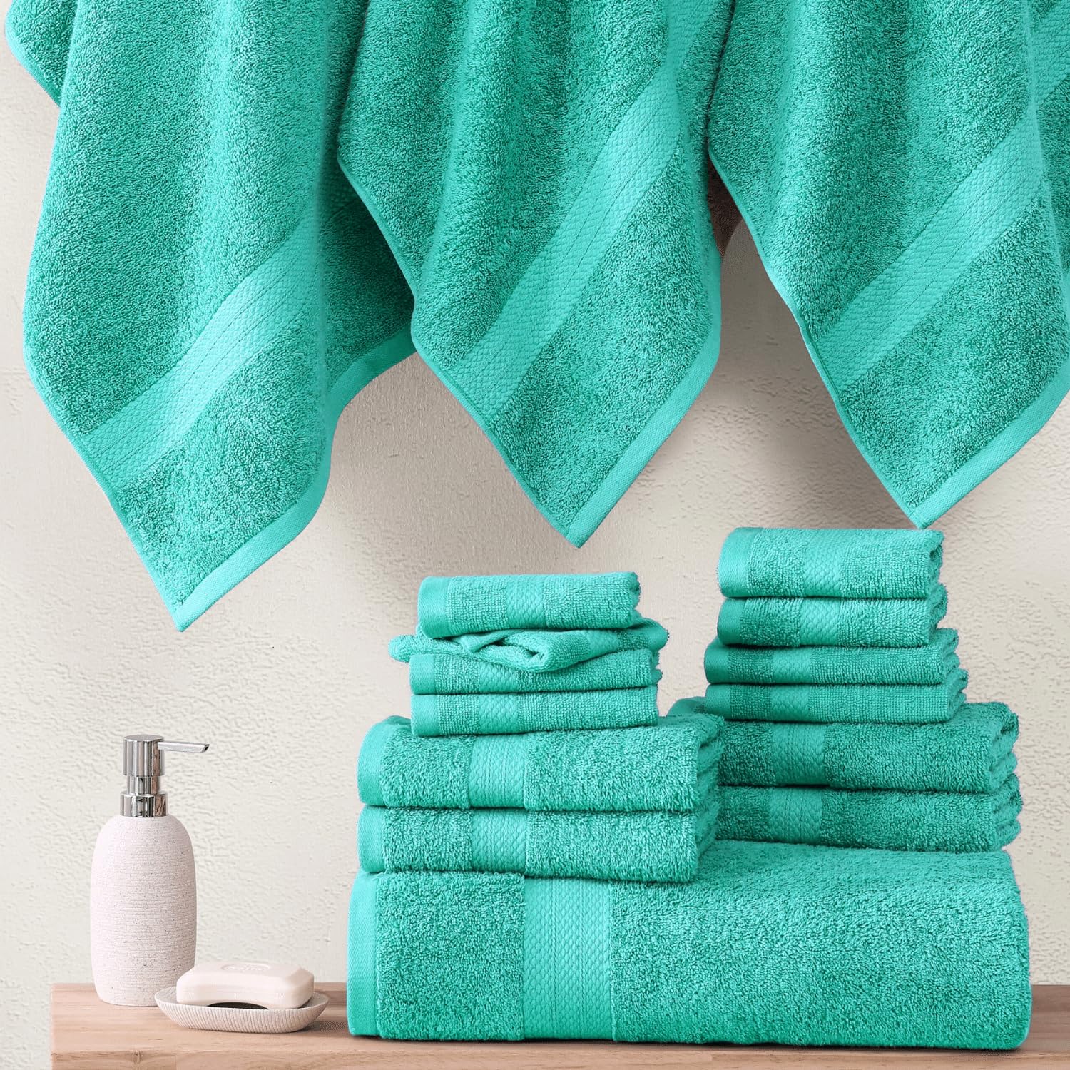 Foto 5 | Juego De Toallas De Baño Lane Linen, 100% Algodón, 600 G/m², 6 Unidades, Verde Azulado - Venta Internacional.