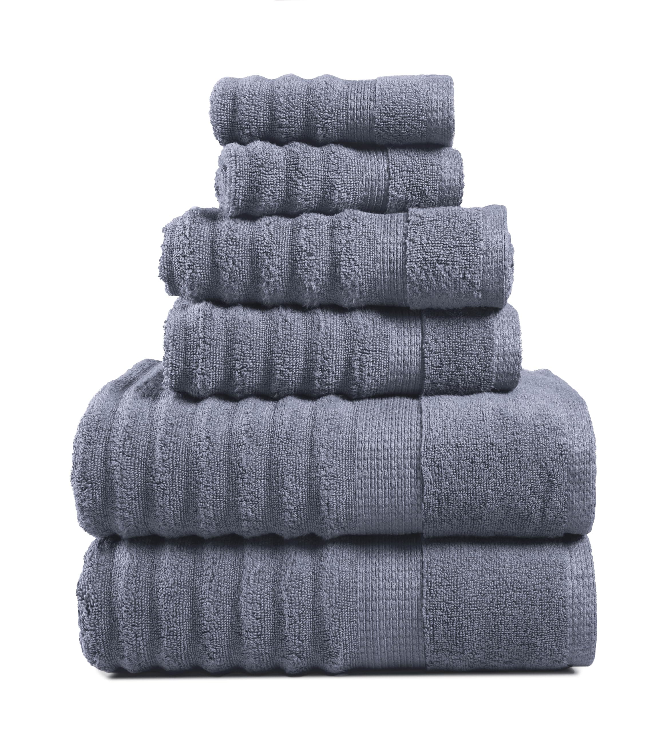 Juego De Toallas Lane Linen De Lujo Acanalado Para Baño, 100% Algodón, 6 Piezas - Venta Internacional. $793