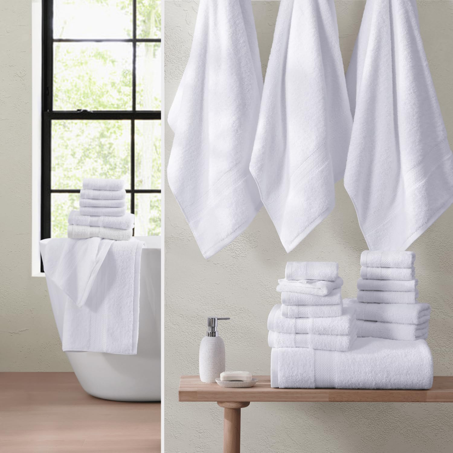 Foto 5 | Juego De Toallas De Baño Lane Linen, 18 Piezas, 100% Algodón, Color Blanco, Baño - Venta Internacional.