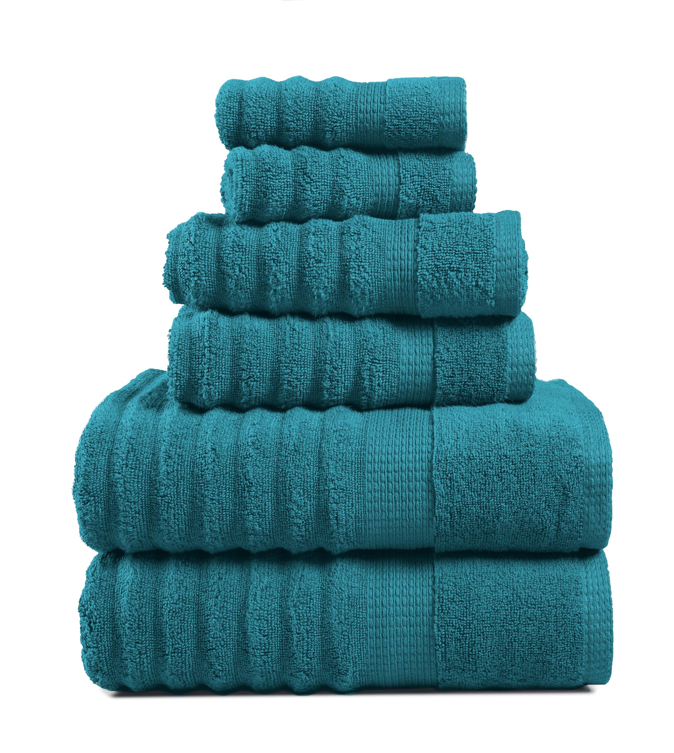 Juego De Toallas Lane Linen, Lujoso, Acanalado, 100% Algodón, 6 Piezas Sea Port - Venta Internacional. $822