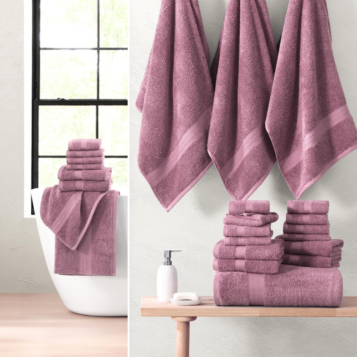 Foto 4 pulgar | Juego De Toallas De Baño Lane Linen, 100% Algodón, 24 Piezas Wishful Mauve - Venta Internacional.