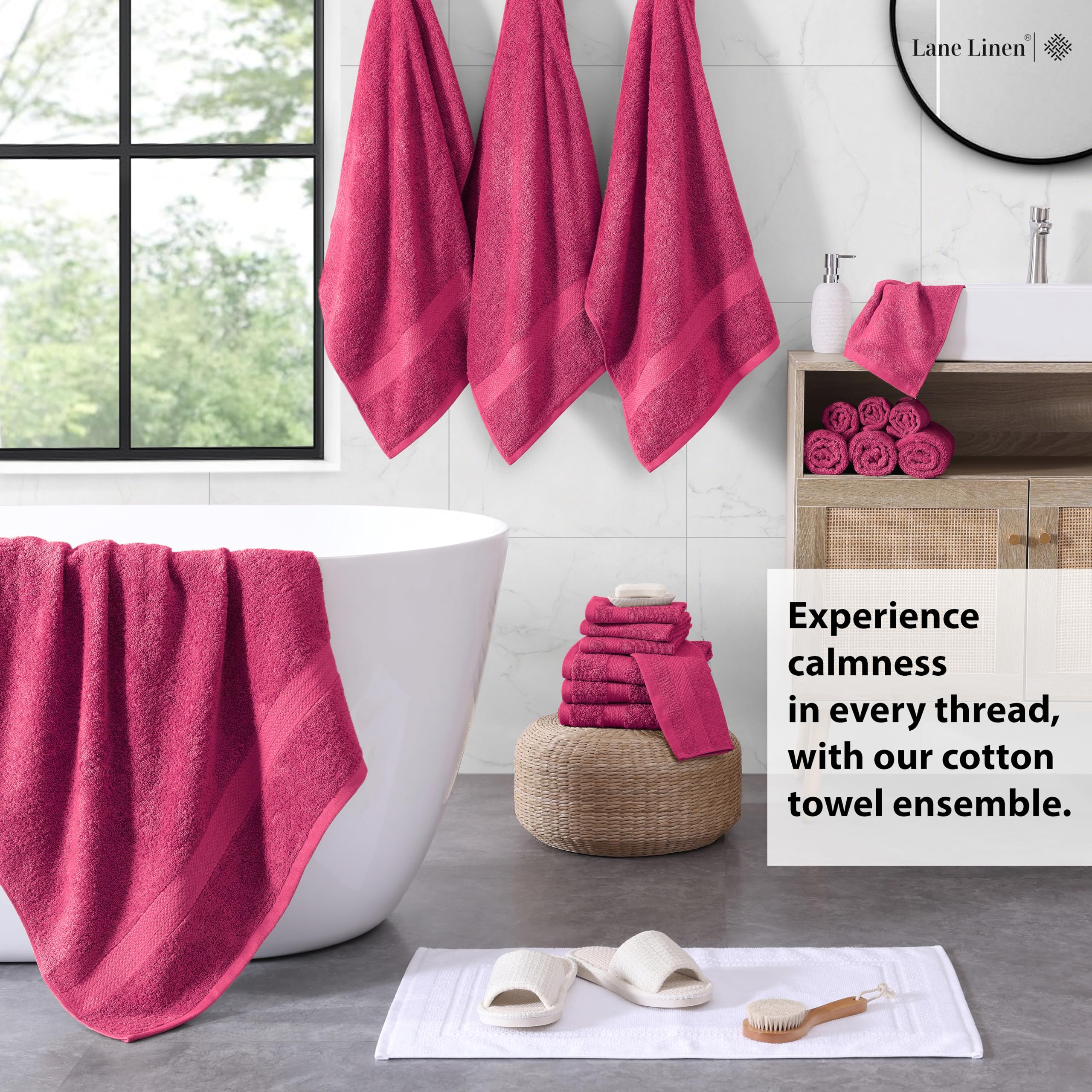 Foto 4 pulgar | Juego De Toallas De Baño Lane Linen, 18 Unidades, 100% Algodón, Fucsia - Venta Internacional.