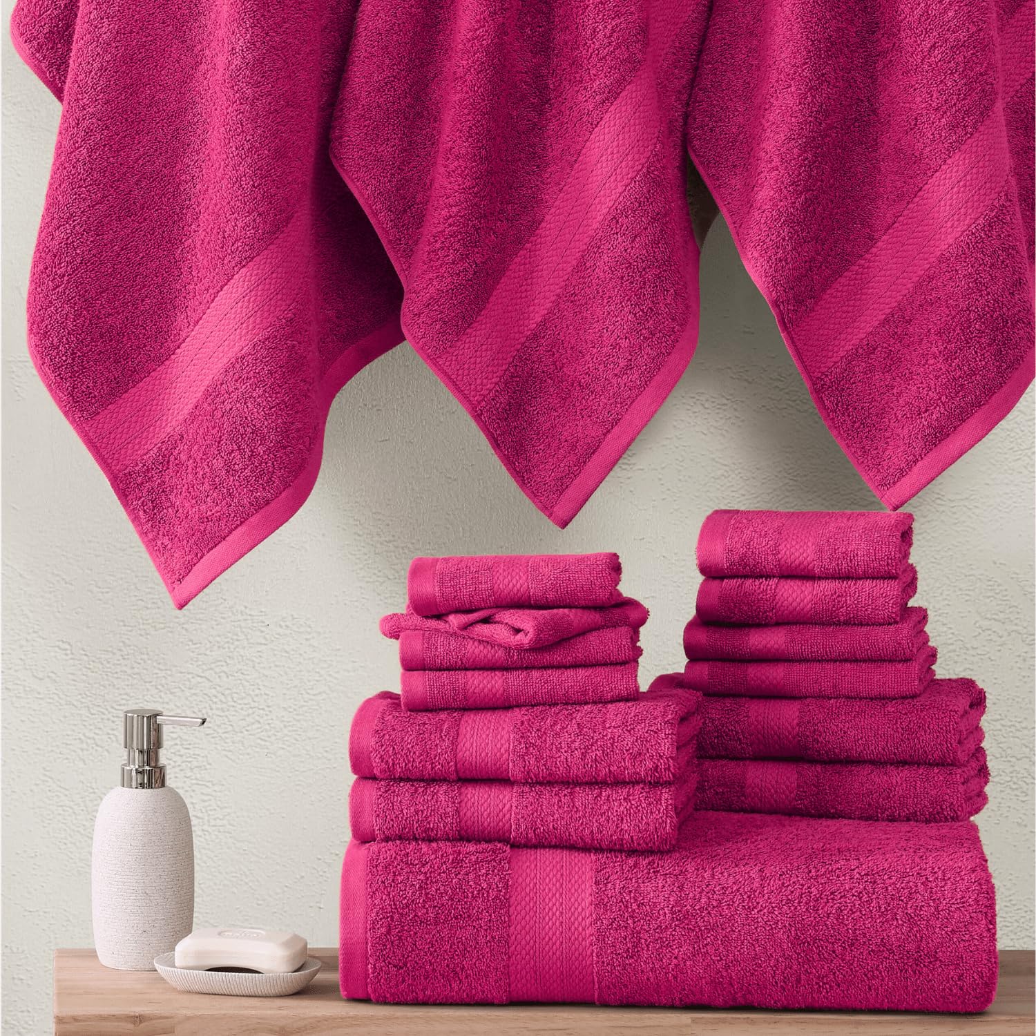 Foto 6 pulgar | Juego De Toallas De Baño Lane Linen, 18 Unidades, 100% Algodón, Fucsia - Venta Internacional.